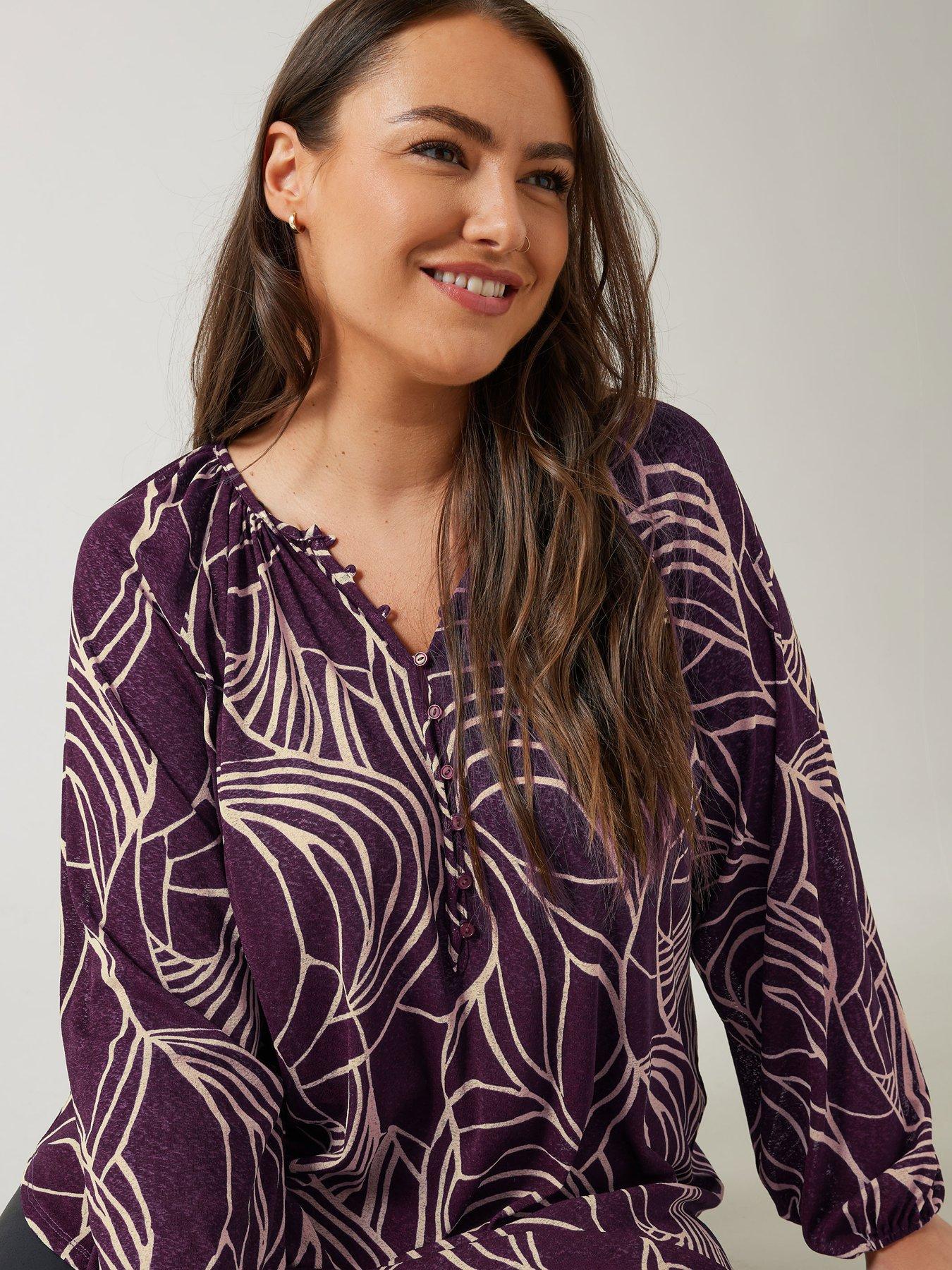  image of evans-geometric-print-boho-blouse