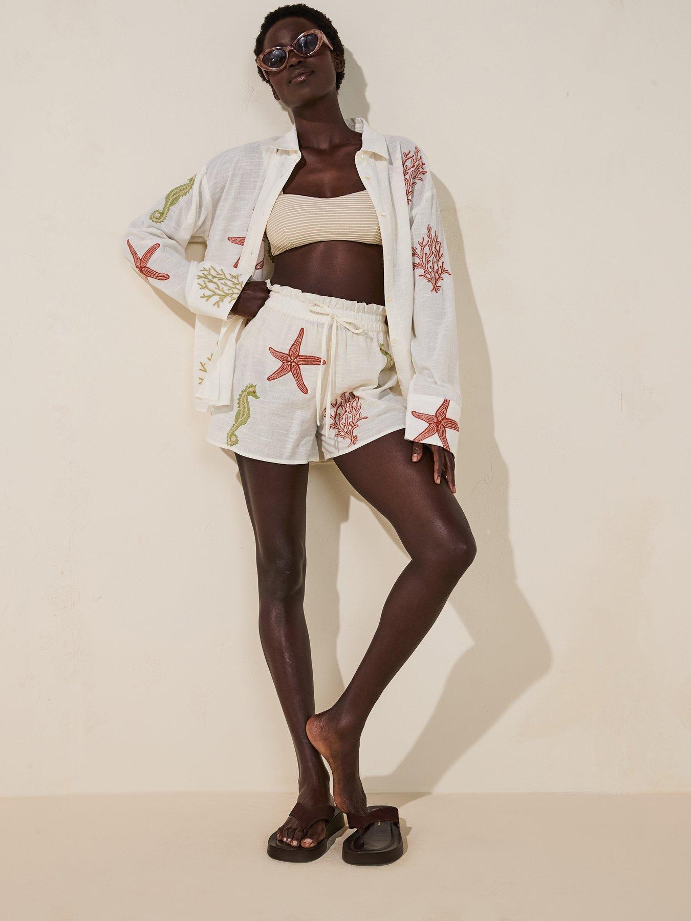  image of v-by-very-sea-embroidered-co-ord-beach-short