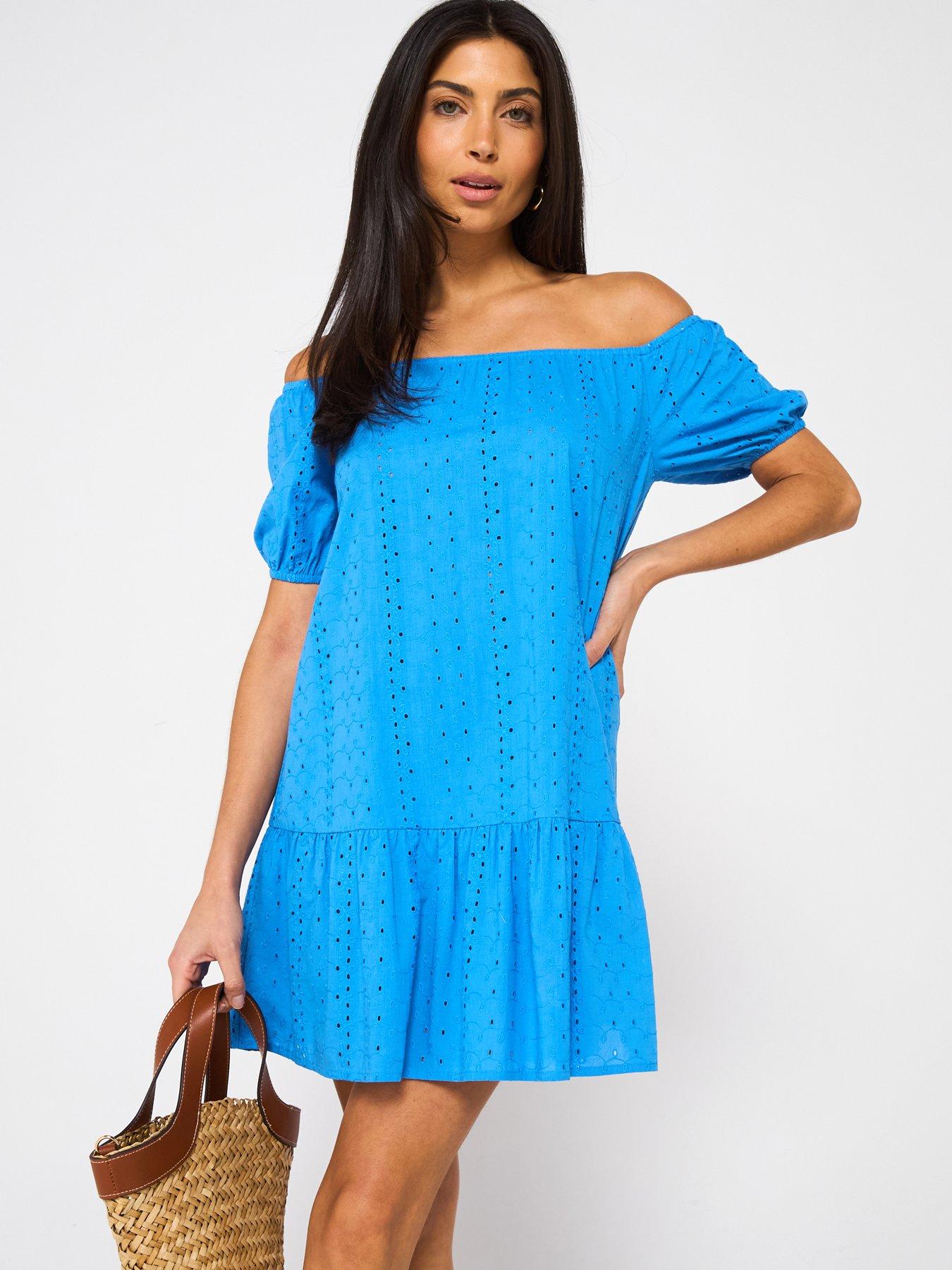 v-by-very-broderie-bardot-mini-beach-dress-blue