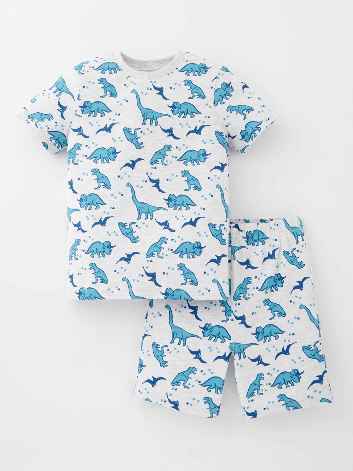 front image of everyday-boys-dinosaur-short-pyjama-set-multi