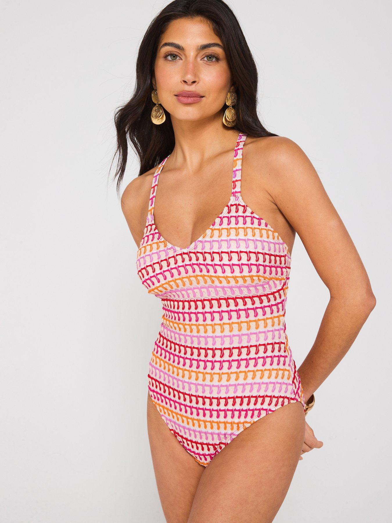 undefined Crochet Cross Back Swimsuit - Multi