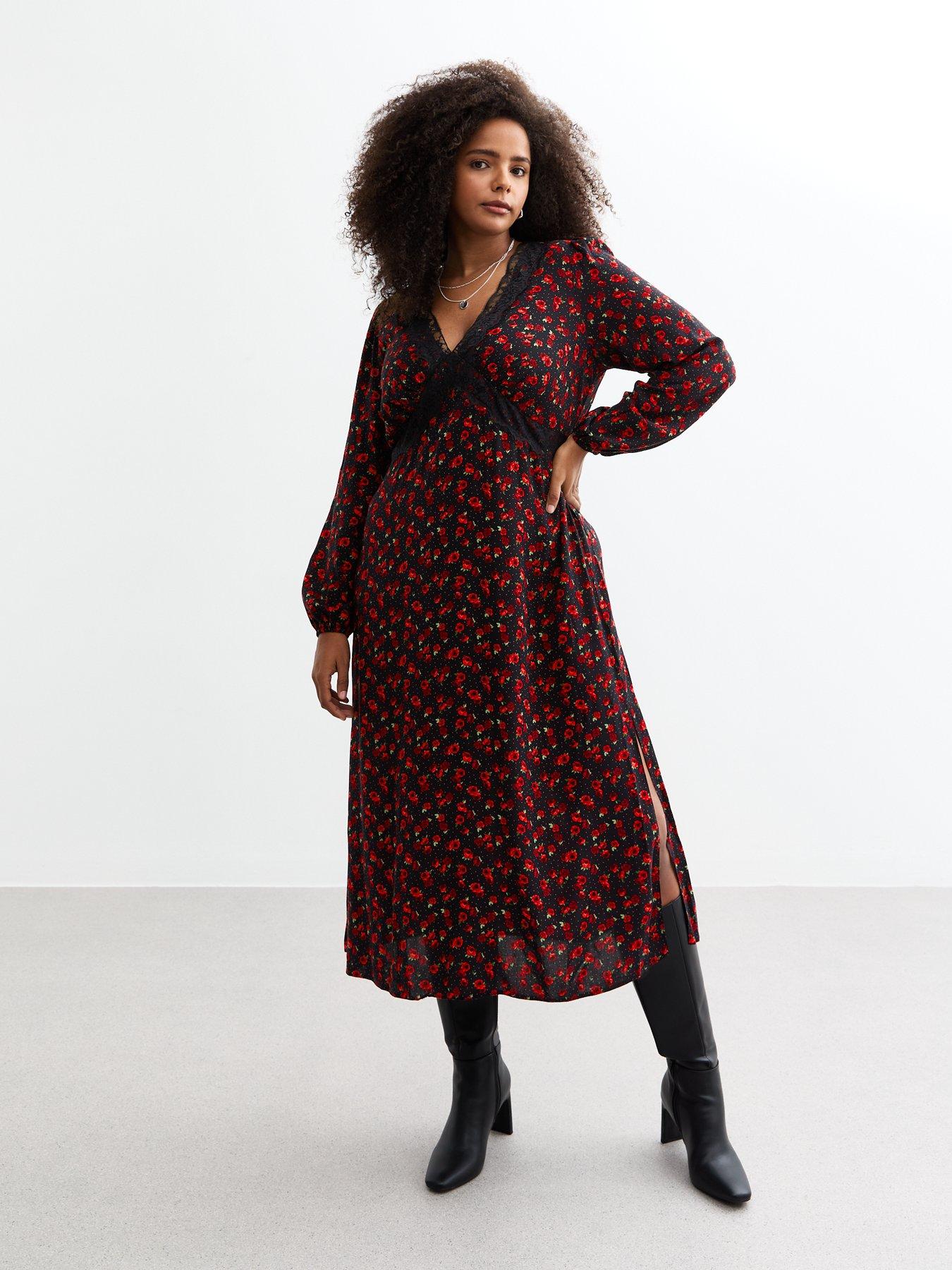 New look red dress lace store