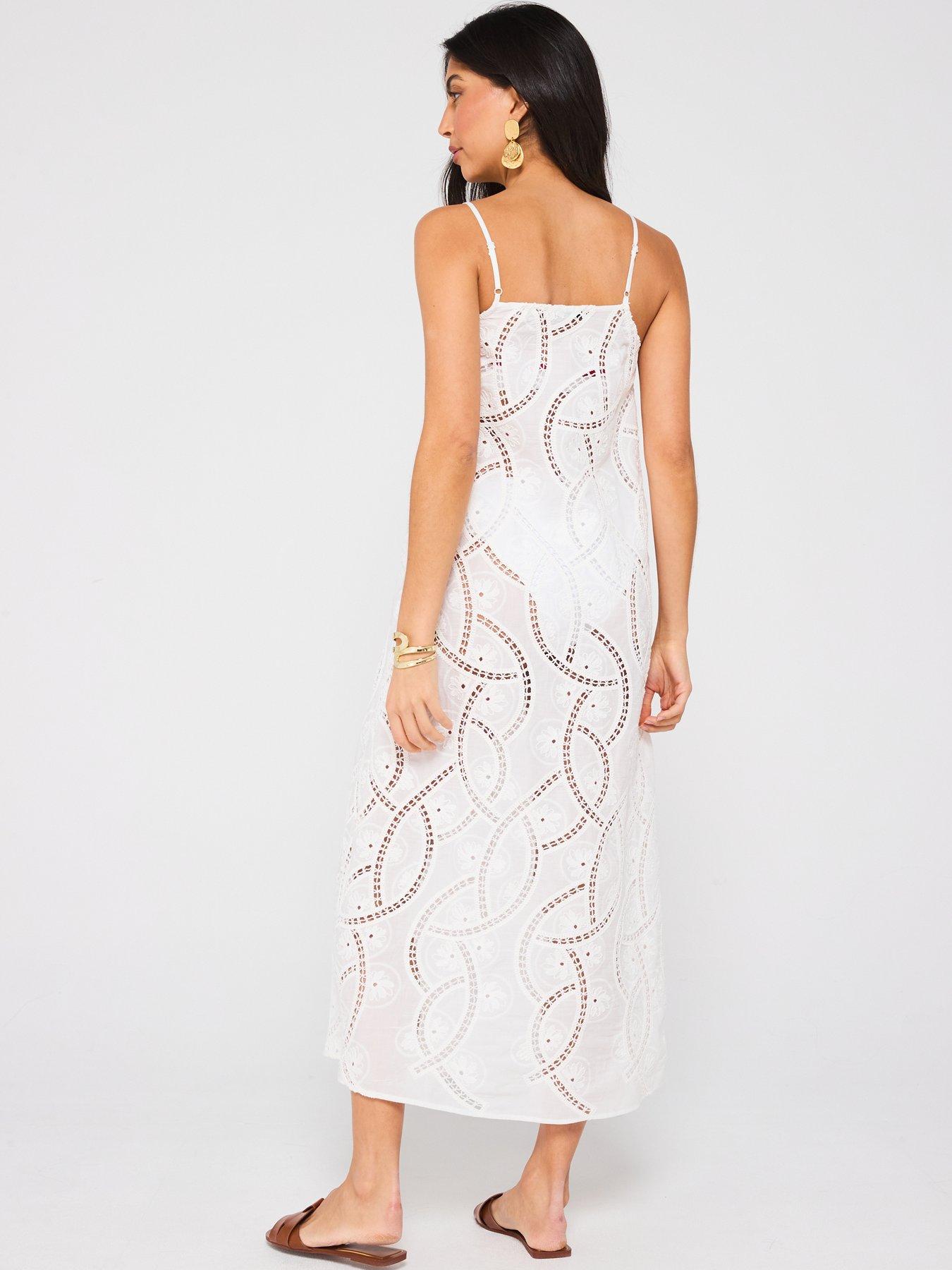 stillFront image of v-by-very-all-over-embroidered-strappy-beach-dress
