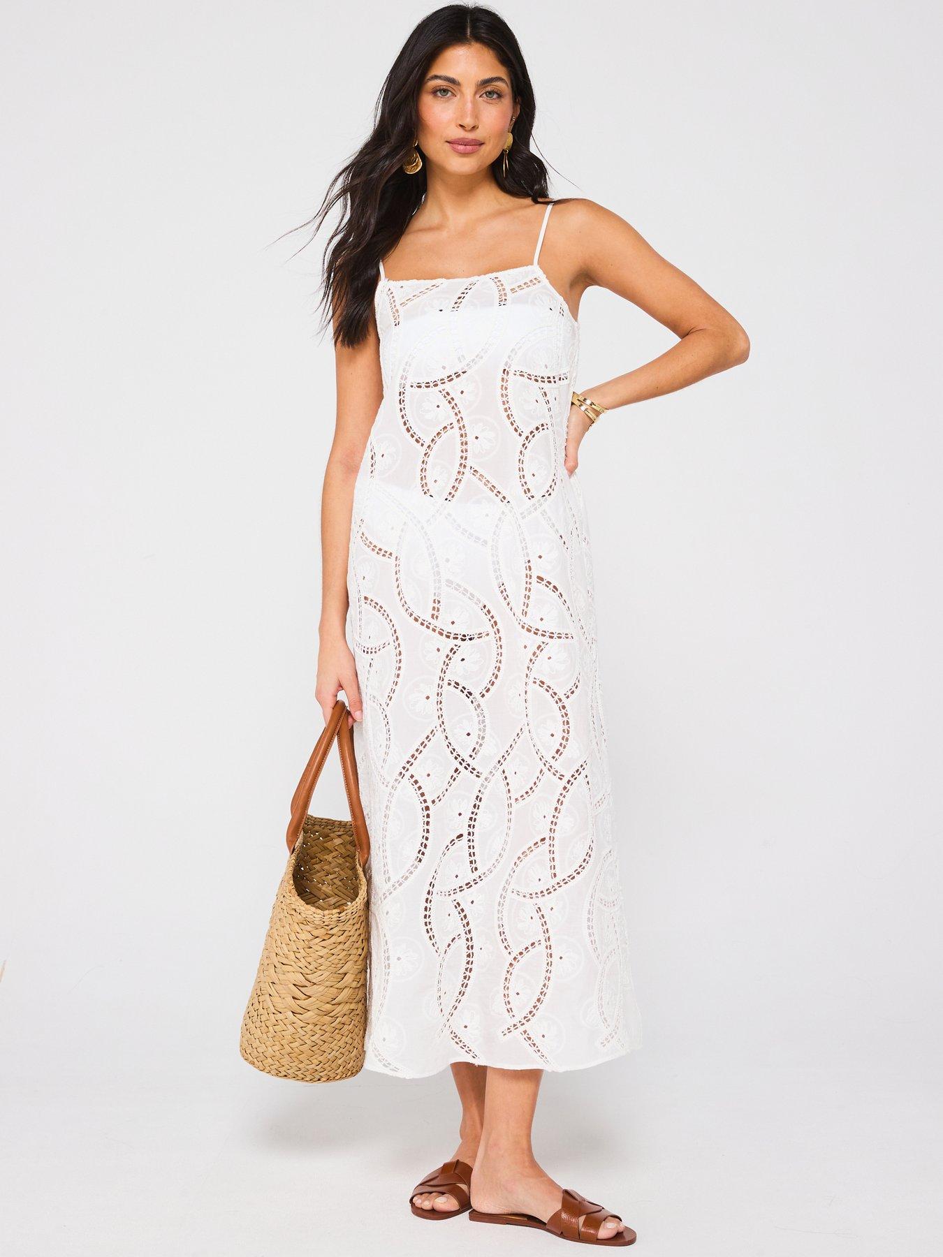  image of v-by-very-all-over-embroidered-strappy-beach-dress