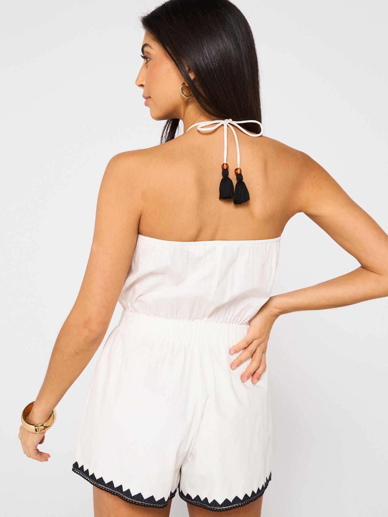  image of v-by-very-embroidered-front-bandeau-playsuit