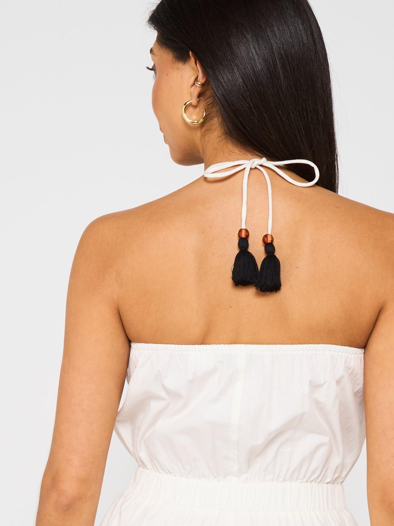  image of v-by-very-embroidered-front-bandeau-playsuit