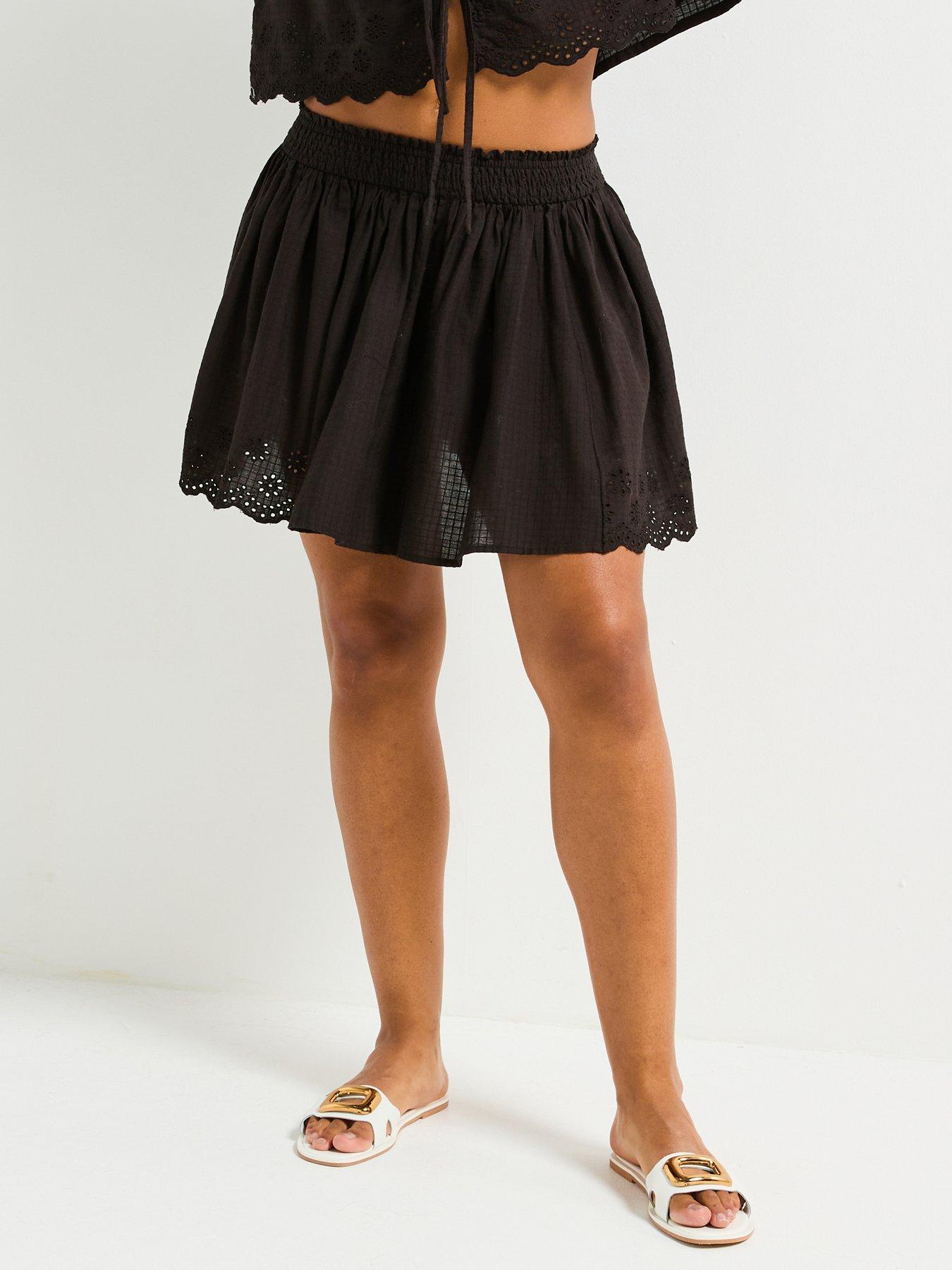 undefined Broderie Co Ord Mini Skirt - Black