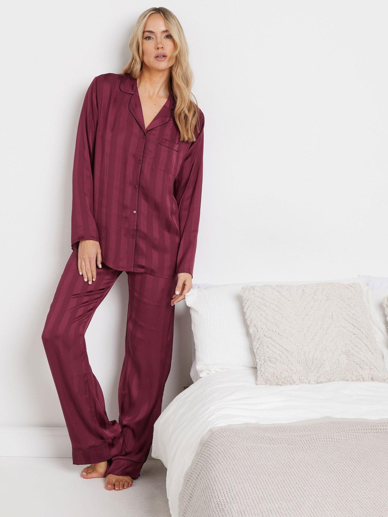 long-tall-sally-jacquard-stripe-satin-pyjama-set-red