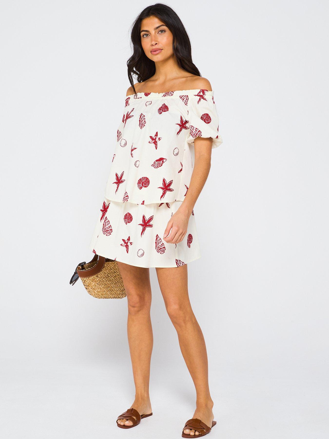 Image 3 of 6 of V by Very Shell Printed Tie Back Beach Top - Print