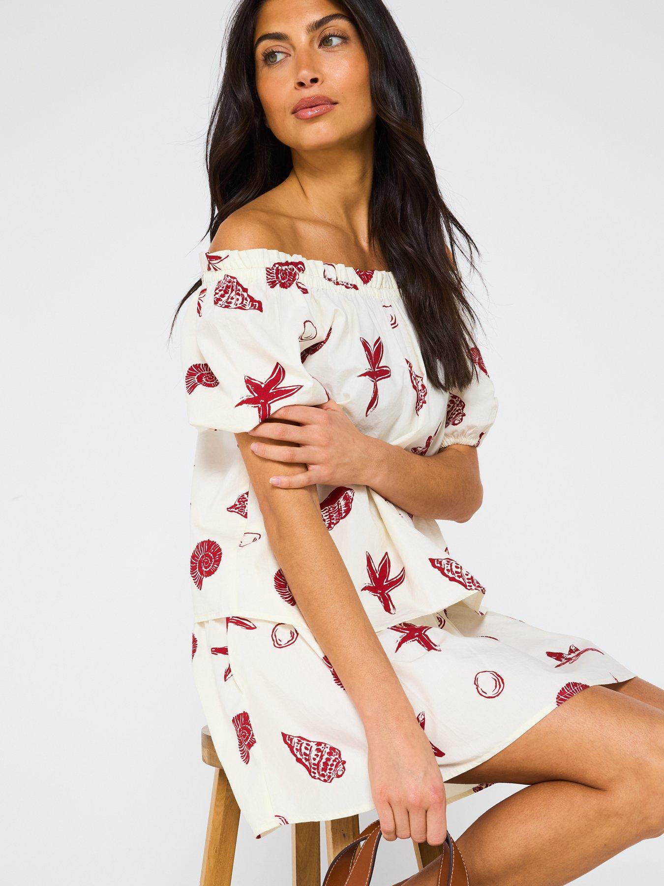 Image 4 of 6 of V by Very Shell Printed Tie Back Beach Top - Print