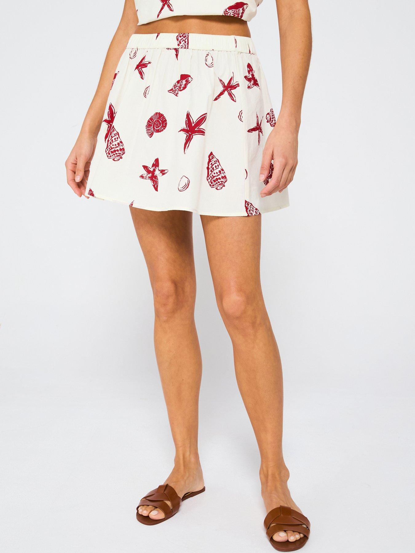 undefined Shell Printed Flippy Beach Skirt - Print