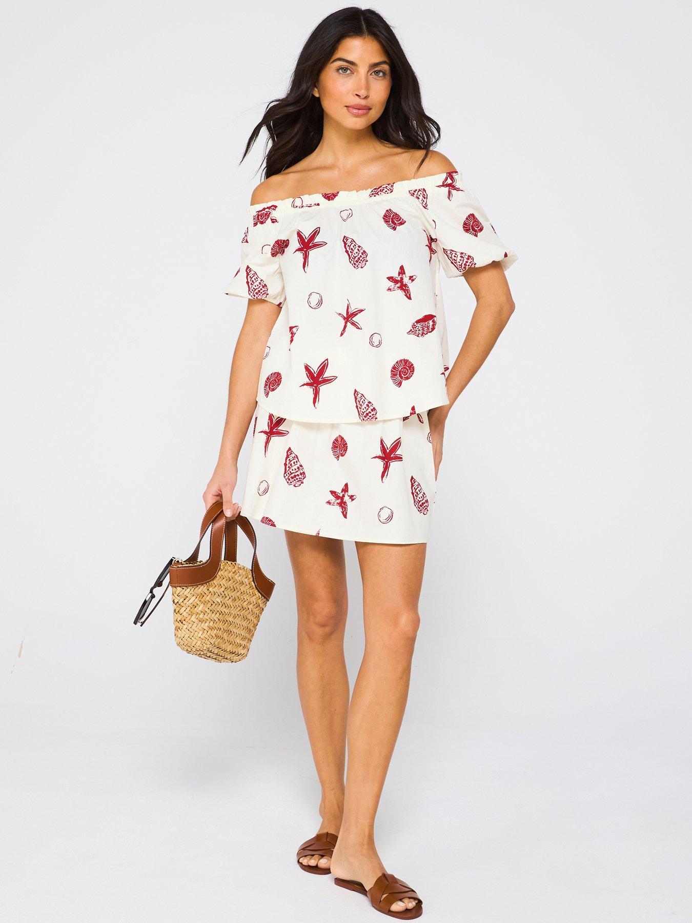  image of v-by-very-shell-printed-flippy-beach-skirt-print