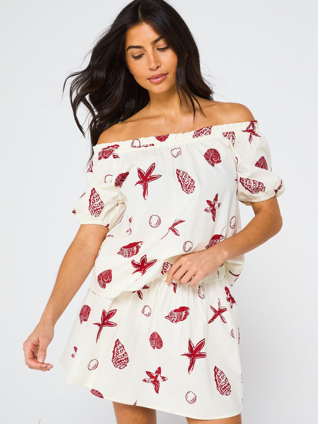  image of v-by-very-shell-printed-flippy-beach-skirt-print