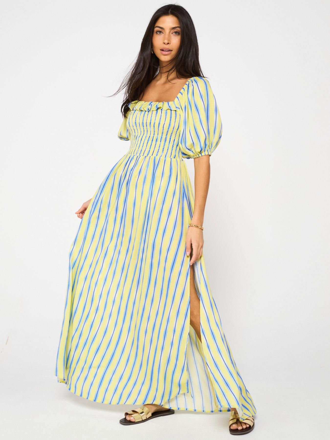 v-by-very-shirred-front-stripe-beach-maxi-dress