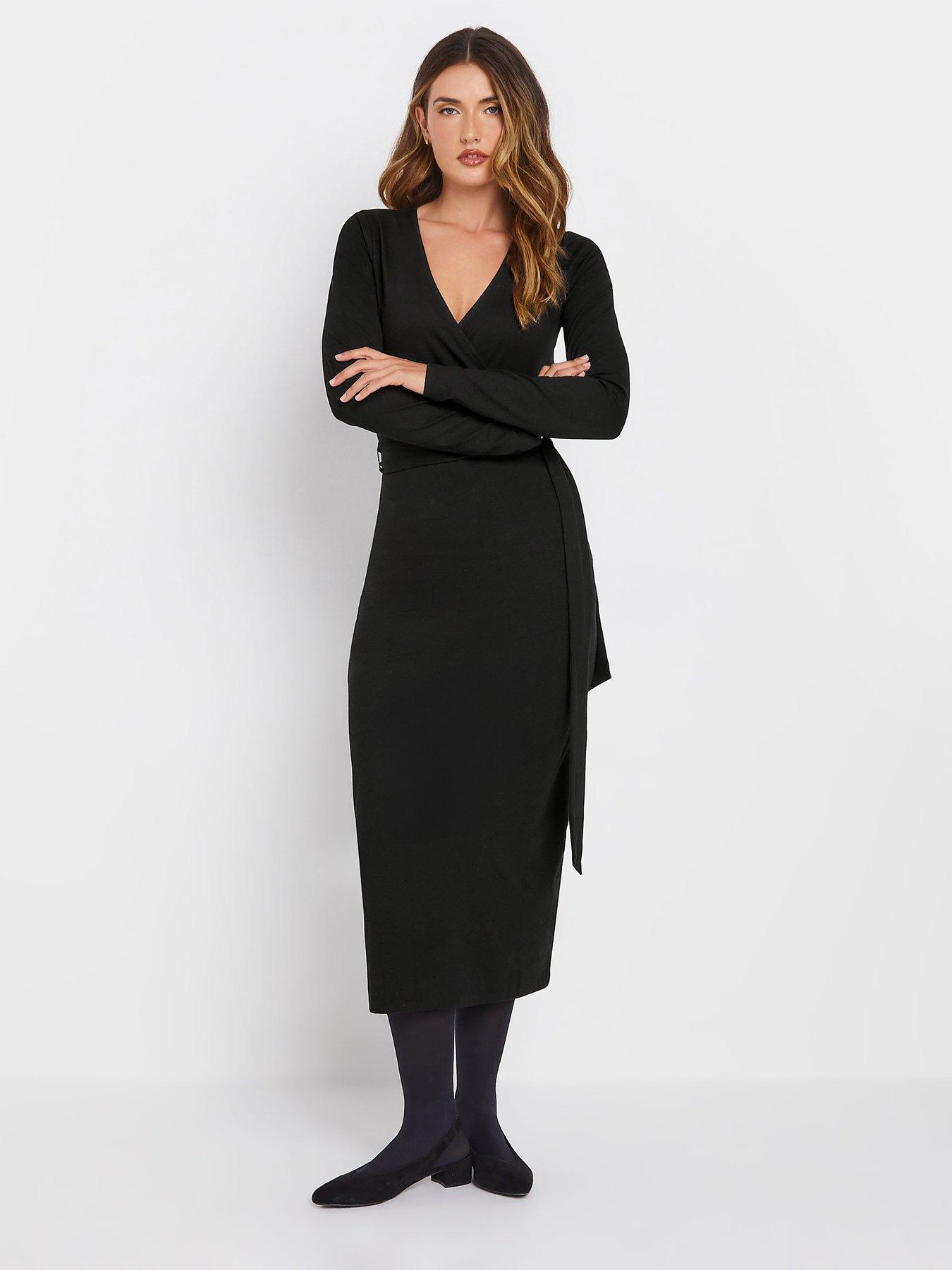 undefined Tall Wrap Midi Dress - Black