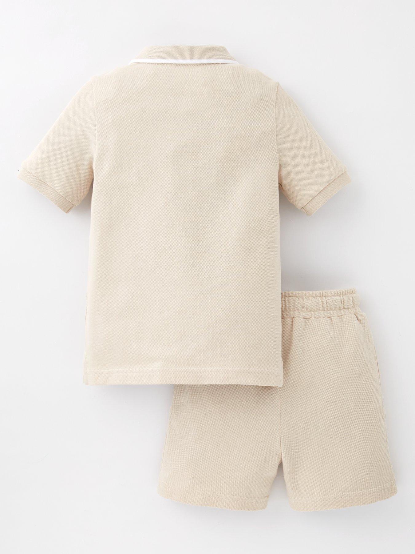 Image 2 of 4 of The Very Collection Boys Pique Polo T-Shirt &amp; Short Set - Stone