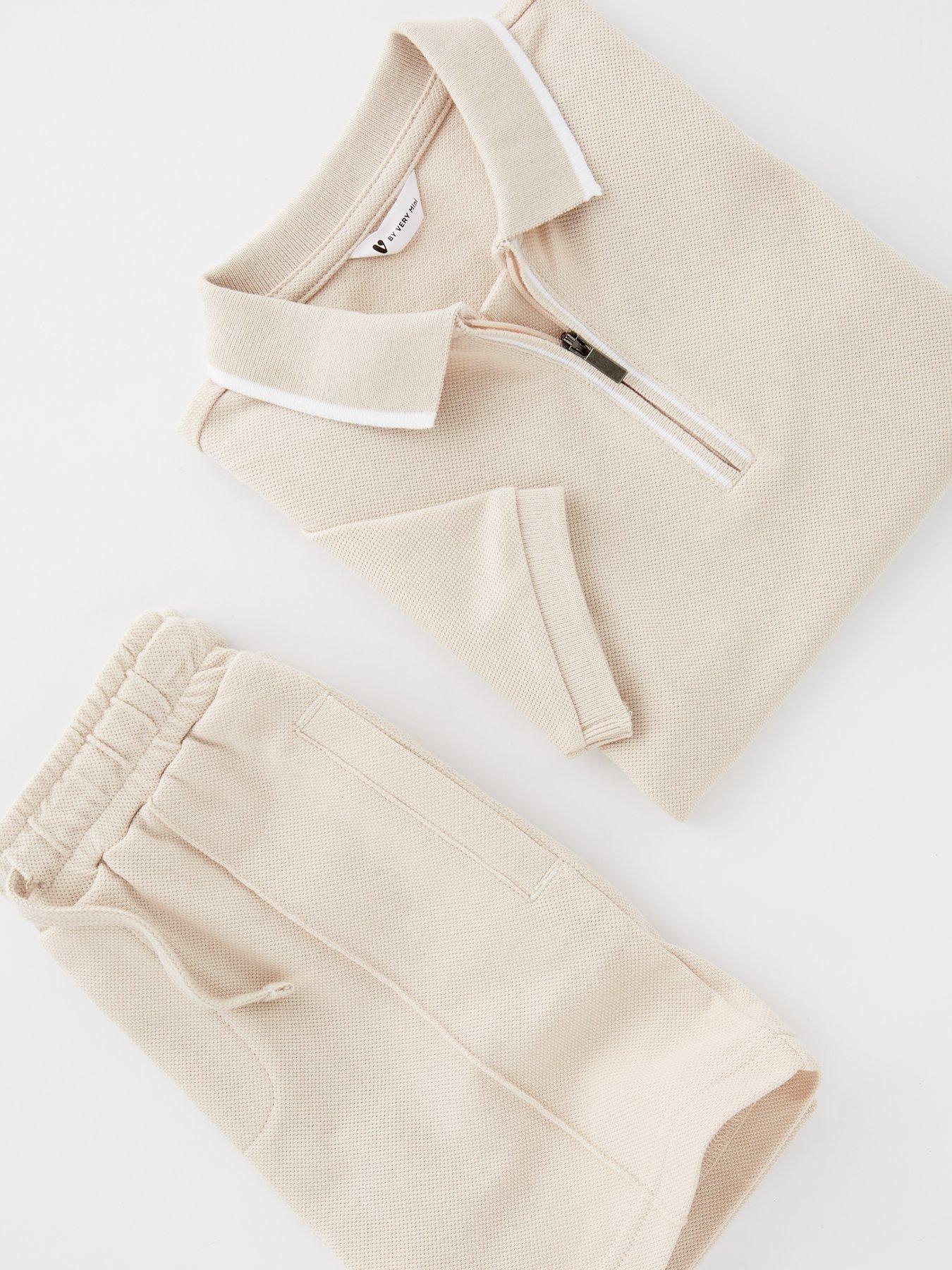 Image 4 of 4 of The Very Collection Boys Pique Polo T-Shirt &amp; Short Set - Stone