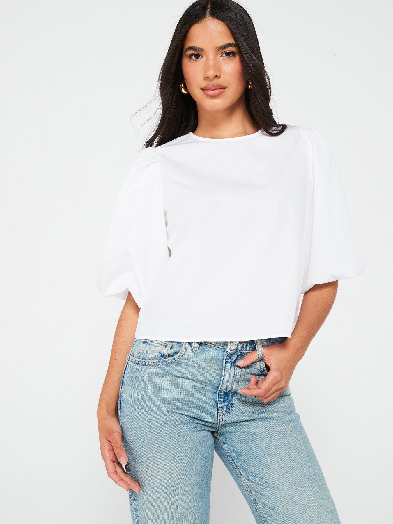 undefined Ditte Balloon Sleeve Woven Top - White