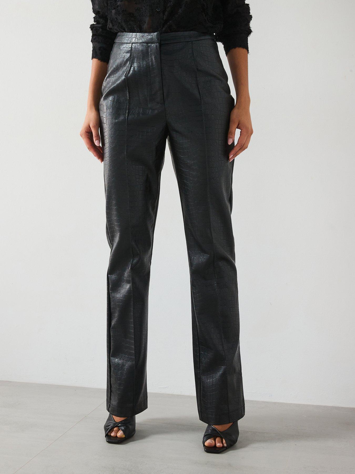 undefined Wren High Waist Faux Croc Pant - Black