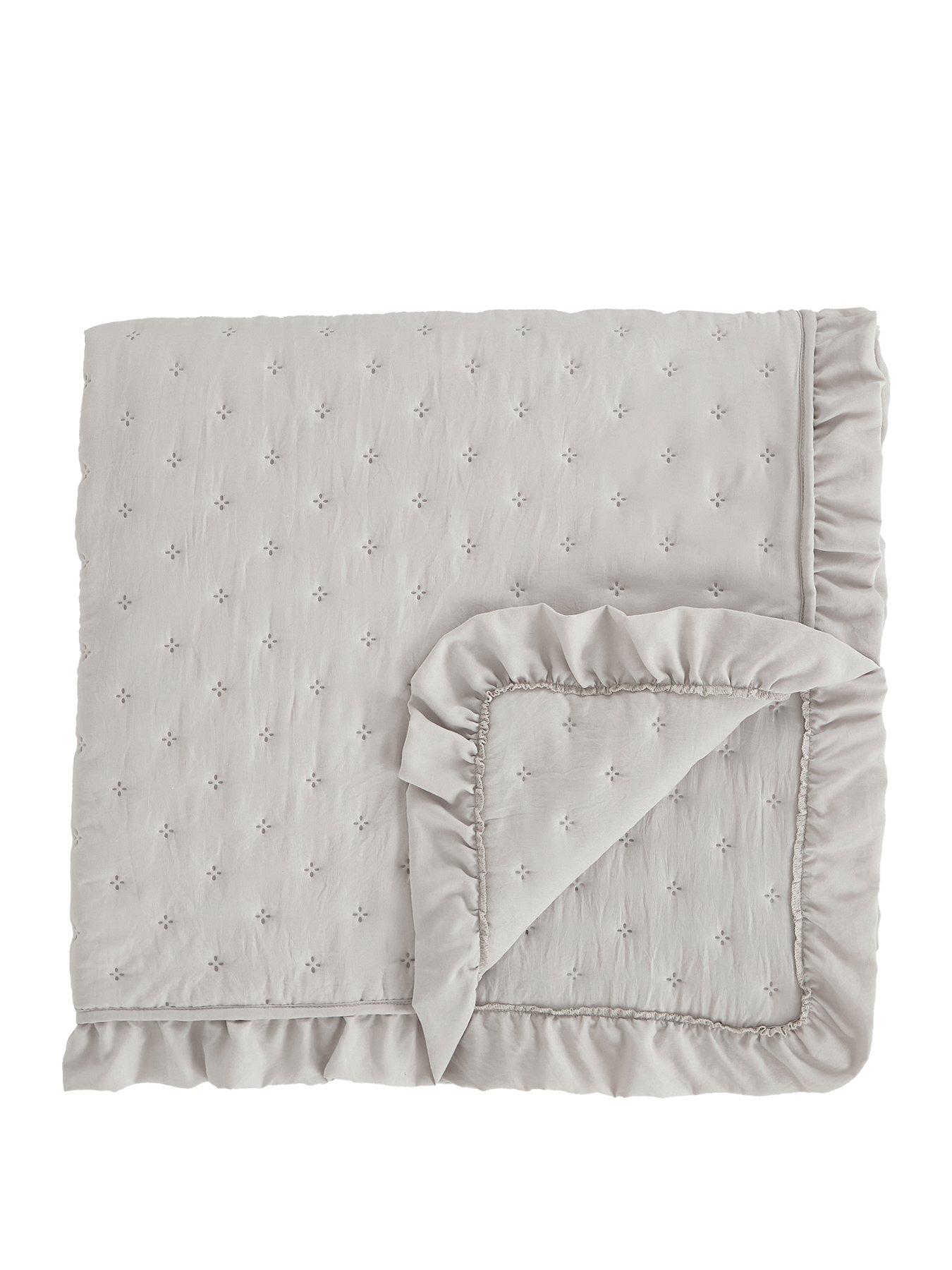 Image 2 of 4 of The Very Collection Ruffle Edge Pinsonic Bedspread Throw - Natural