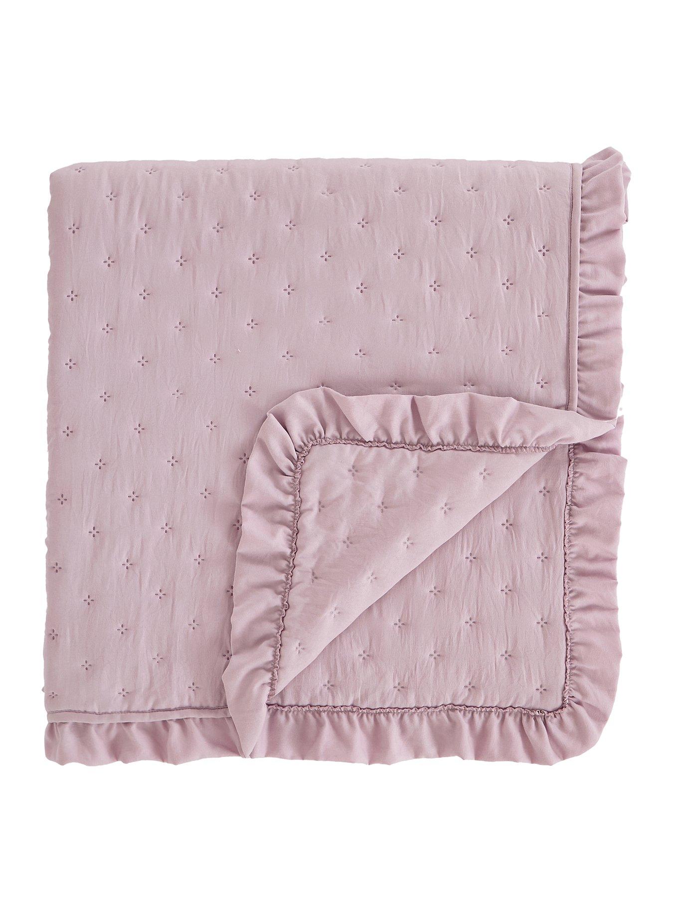  image of the-very-collection-ruffle-edge-pinsonic-bedspread-throw-pink