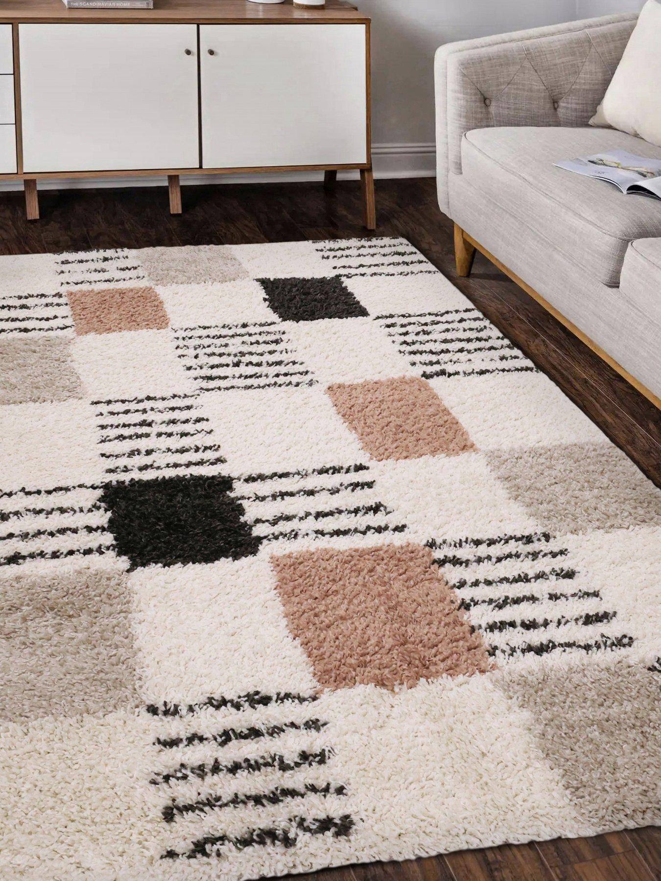  image of very-home-nomad-blocks-shaggy-rug-multi