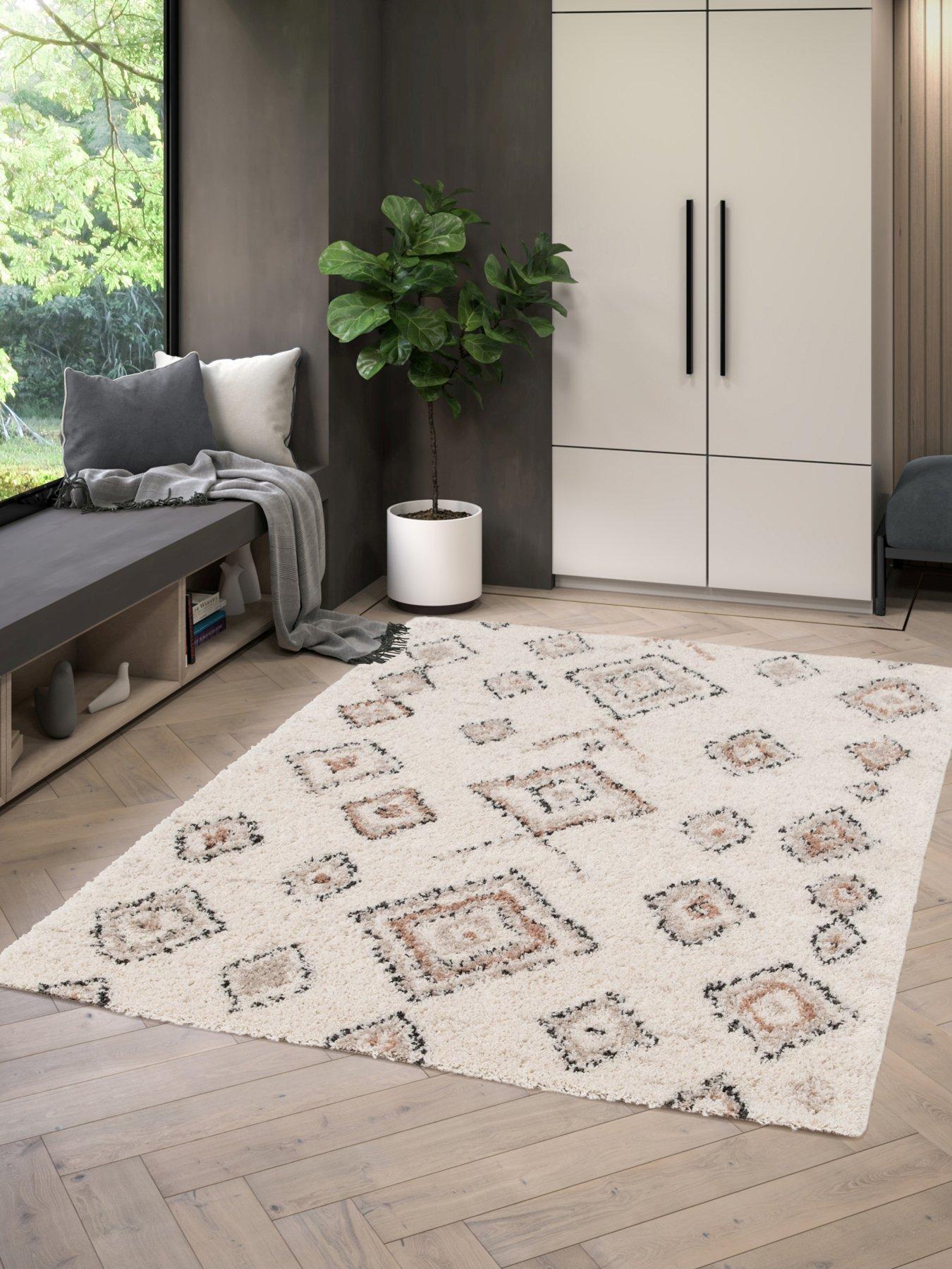  image of very-home-nomad-diamonds-shaggy-rug-multi