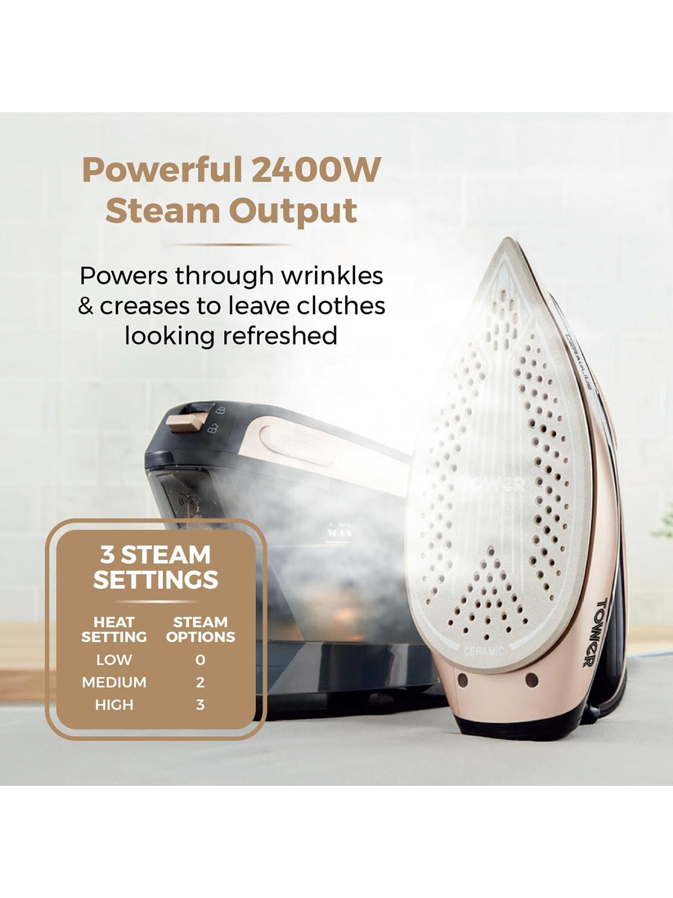Image 3 of 7 of Tower T22024GLD Ceraglide 2400W Steam Generator - Champagne Gold &amp; Black