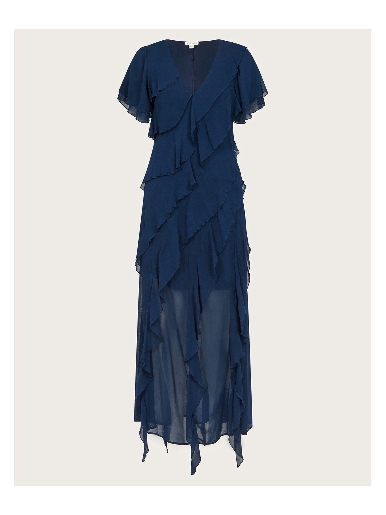  image of monsoon-renata-ruffle-maxi-dress-blue-navy