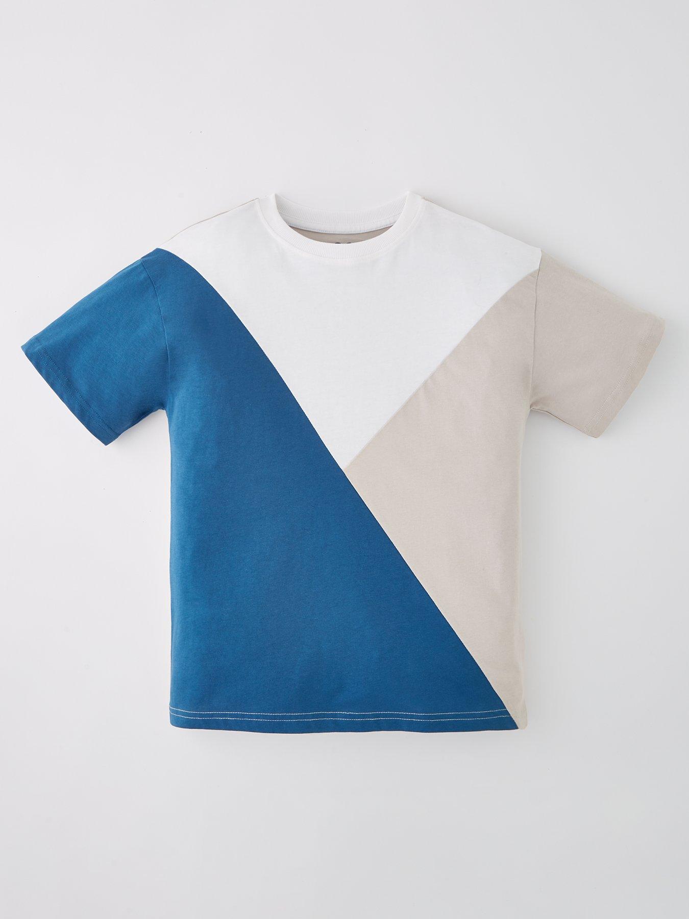  image of v-by-very-boys-cut-and-sew-t-shirt-blue-multi