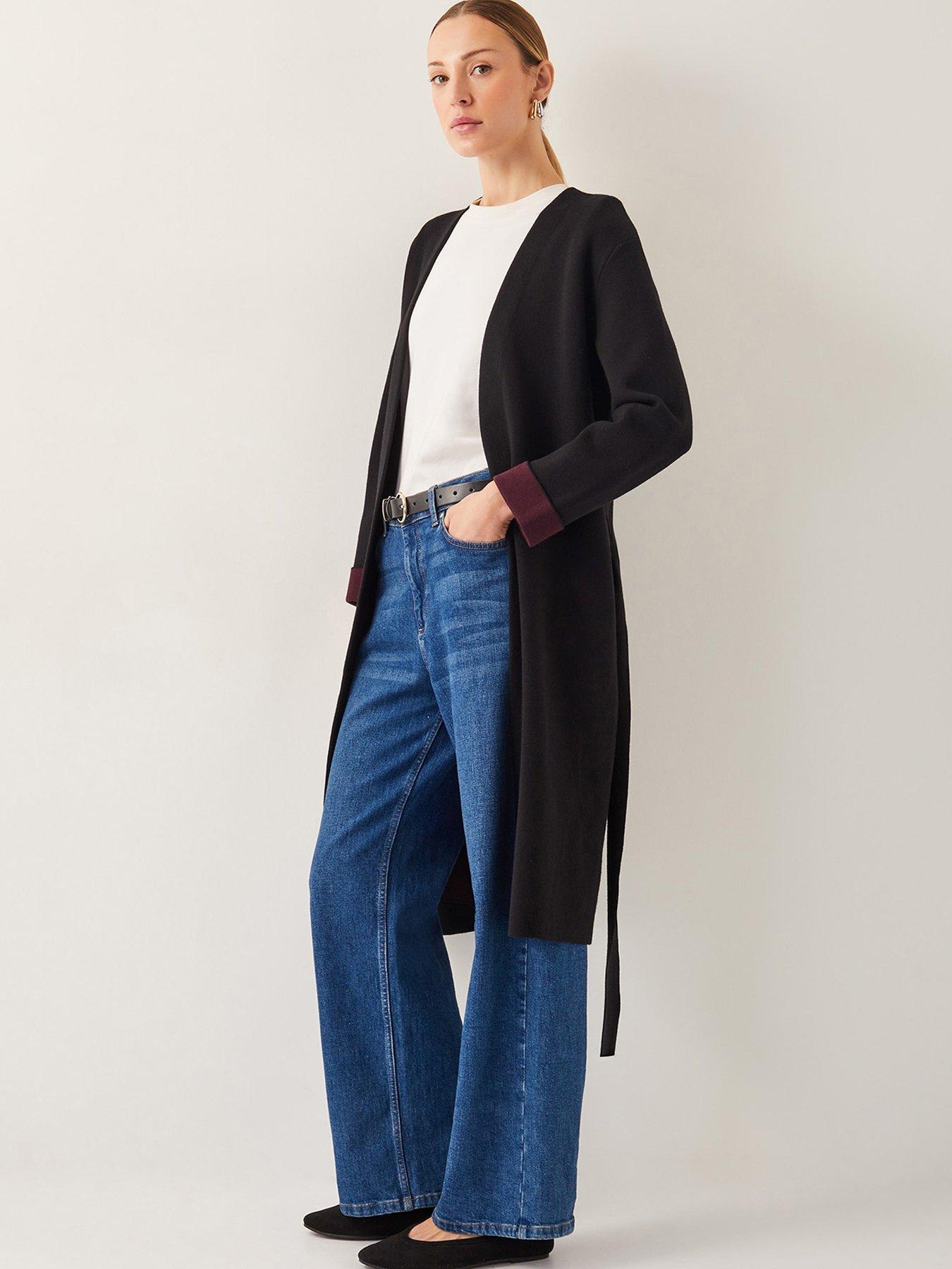  image of monsoon-beta-belted-longline-coatigan-black