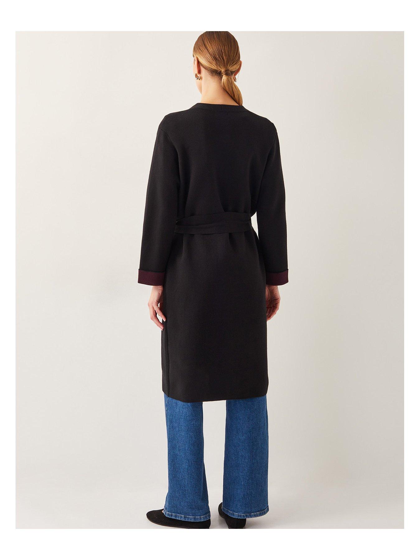  image of monsoon-beta-belted-longline-coatigan-black