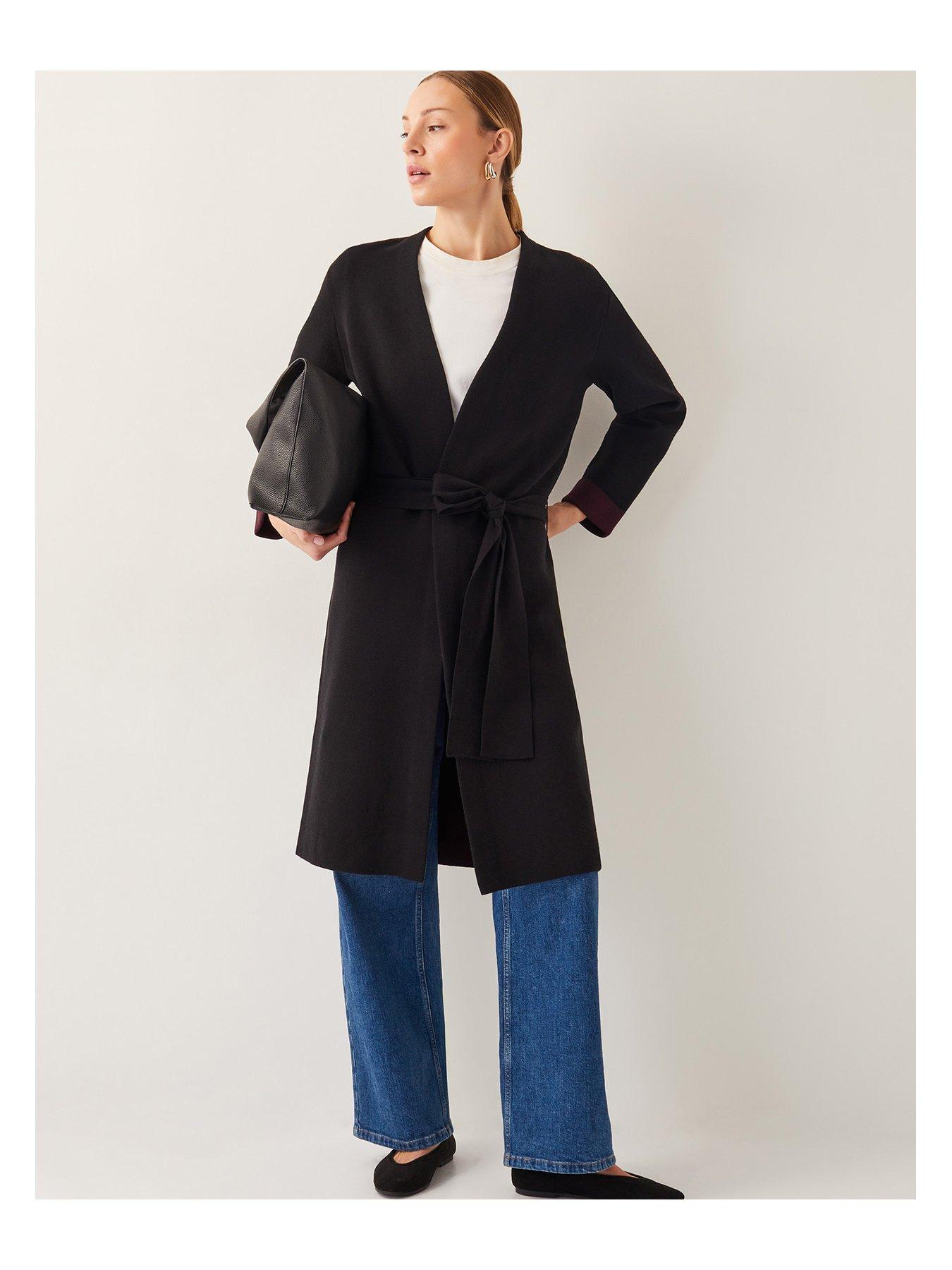  image of monsoon-beta-belted-longline-coatigan-black
