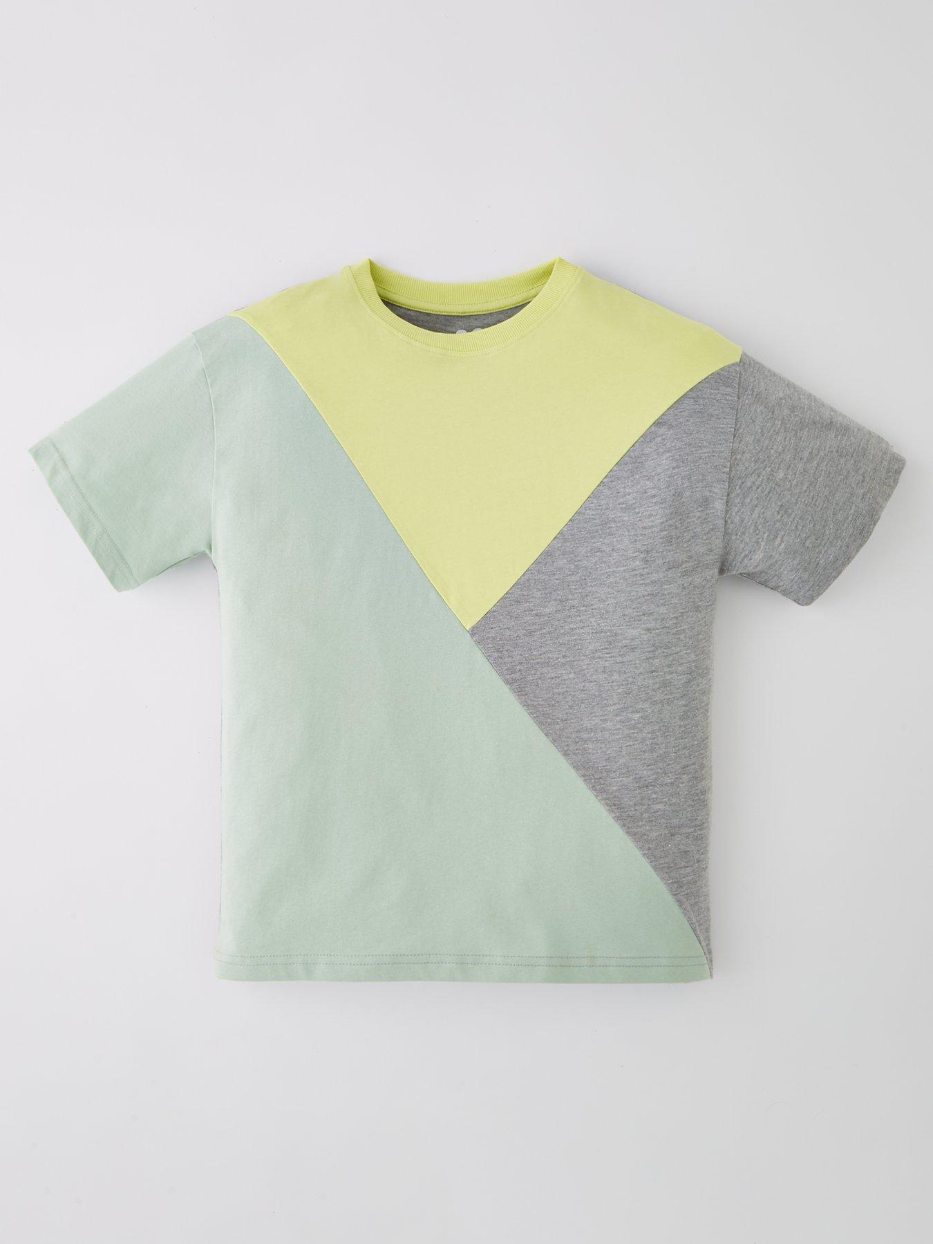  image of v-by-very-boys-cut-and-sew-t-shirt-green-multi