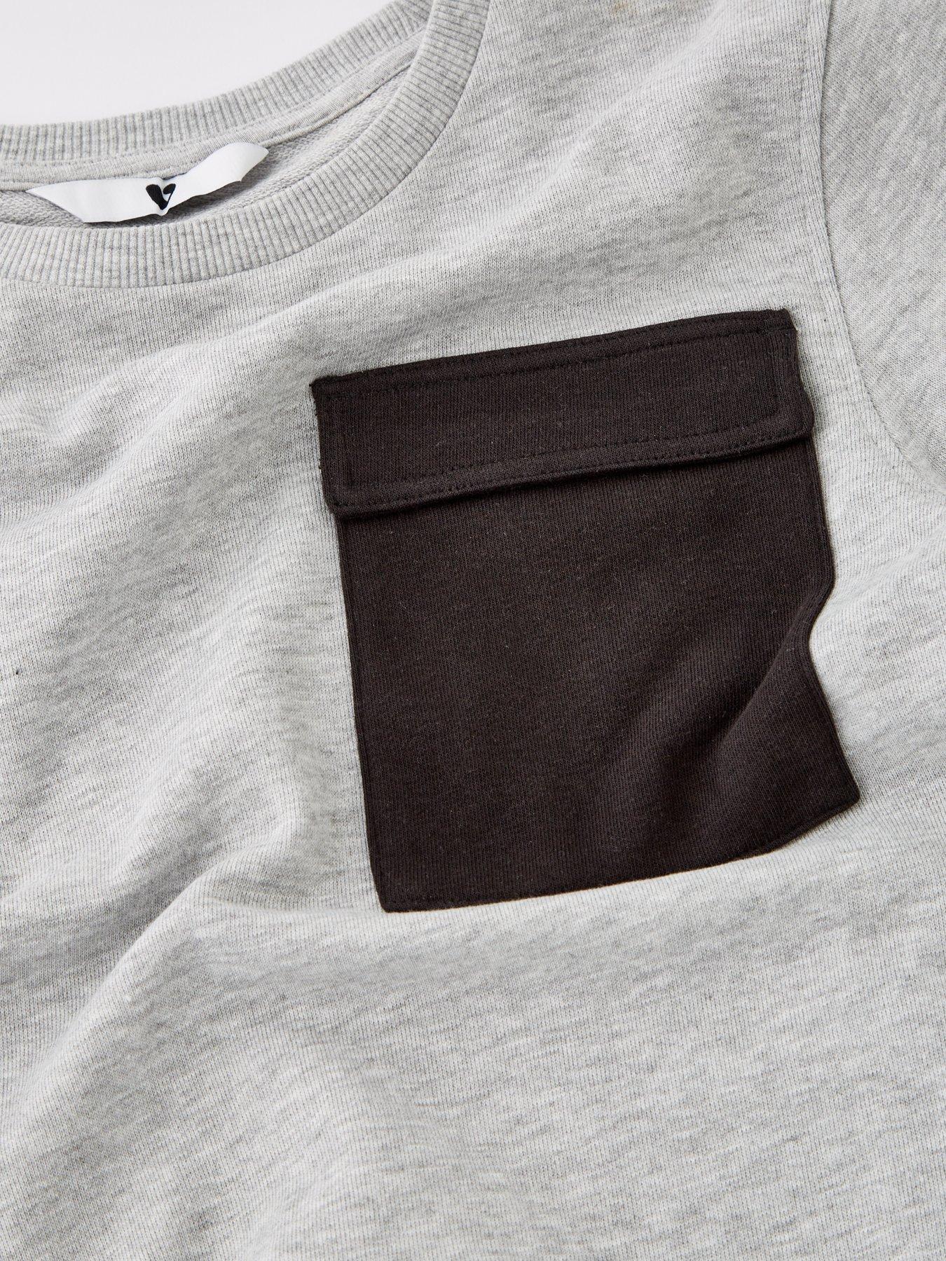  image of v-by-very-boys-sweat-top-and-short-set-grey-marlnavy