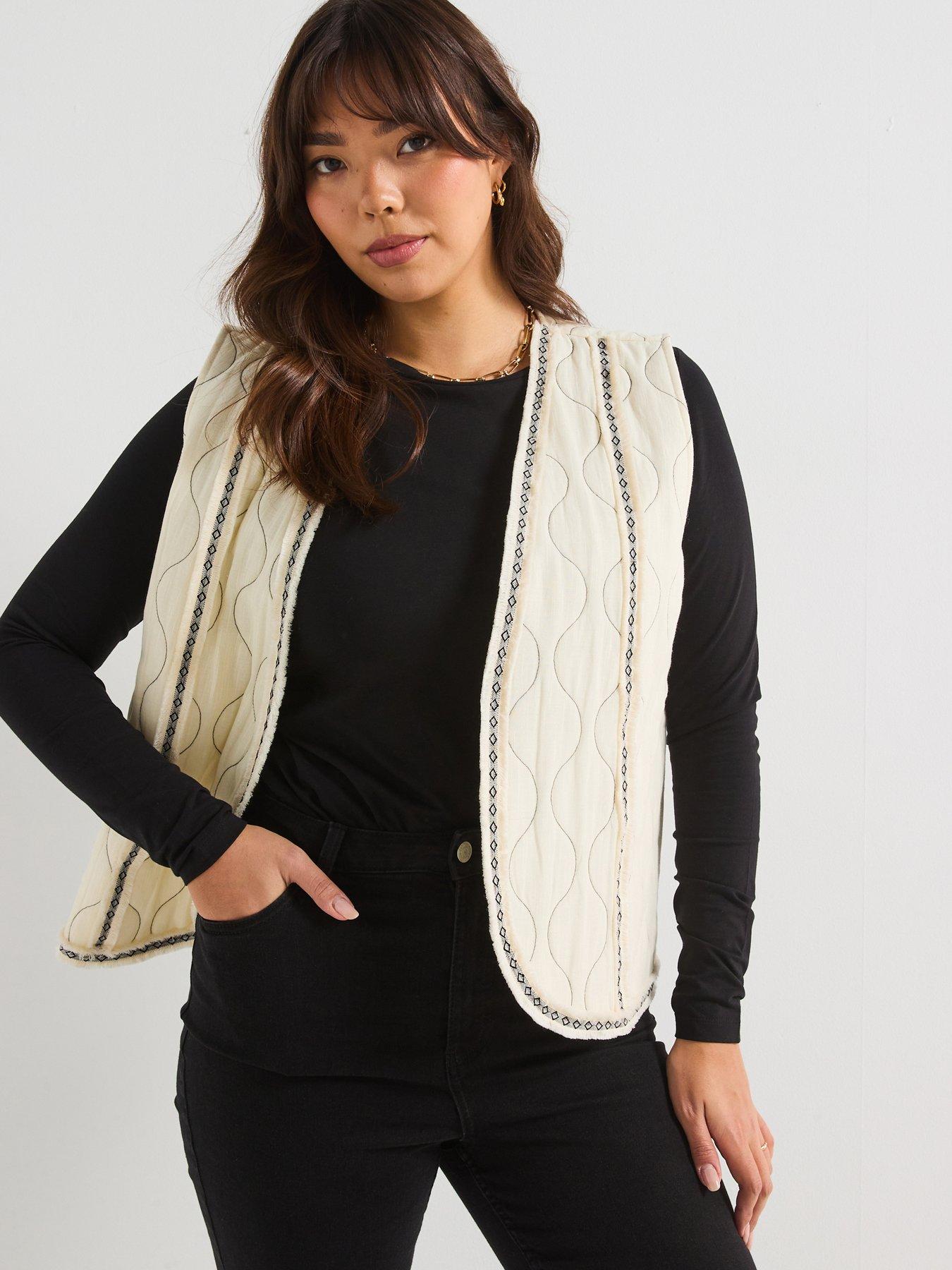  image of v-by-very-curve-quilted-edge-to-edge-gilet-white
