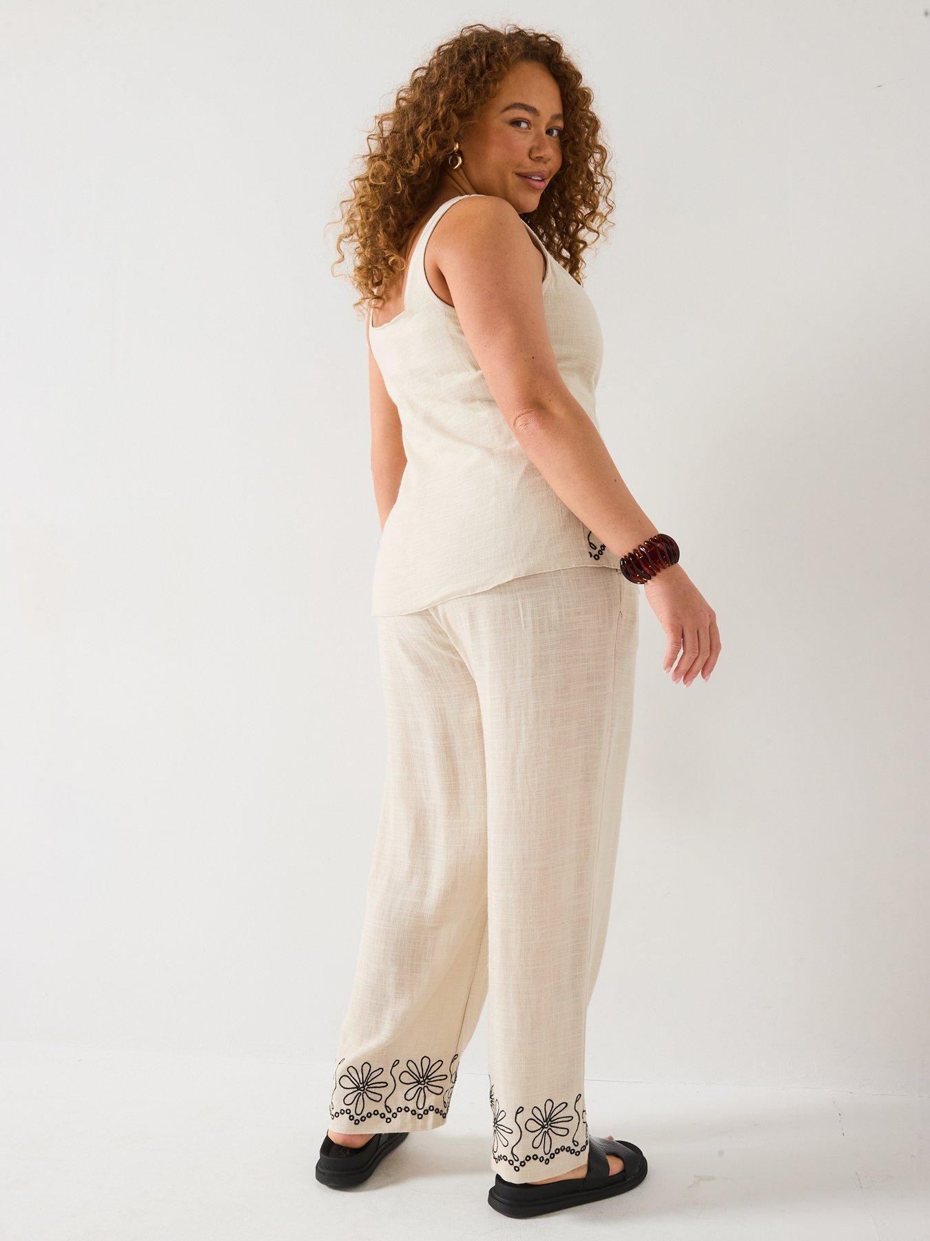  image of v-by-very-curve-embroidered-hem-linen-waistcoat