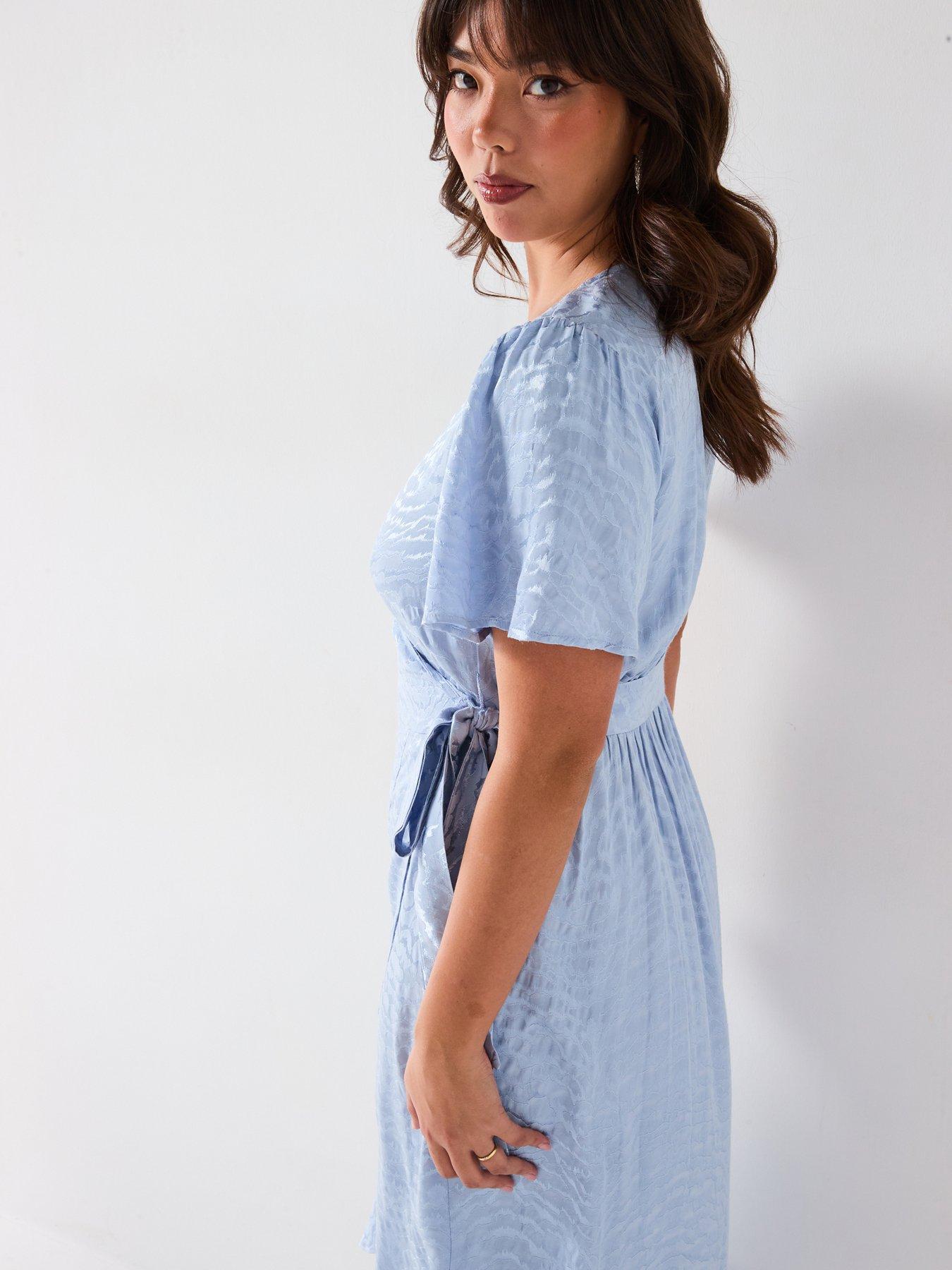  image of v-by-very-curve-jacquard-angel-sleeve-midaxi-dress