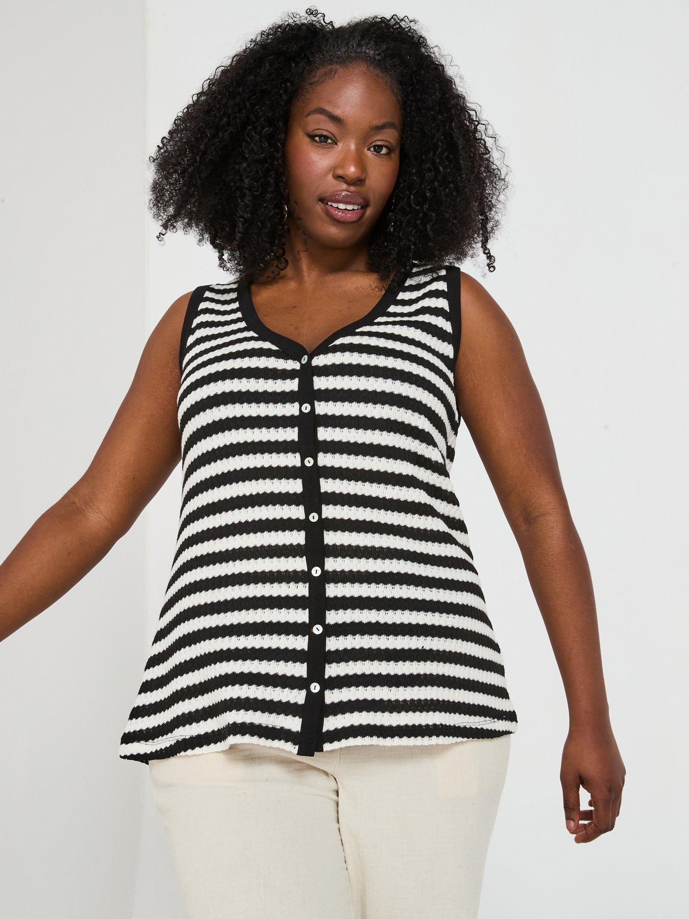 undefined Button Through Stripe Vest