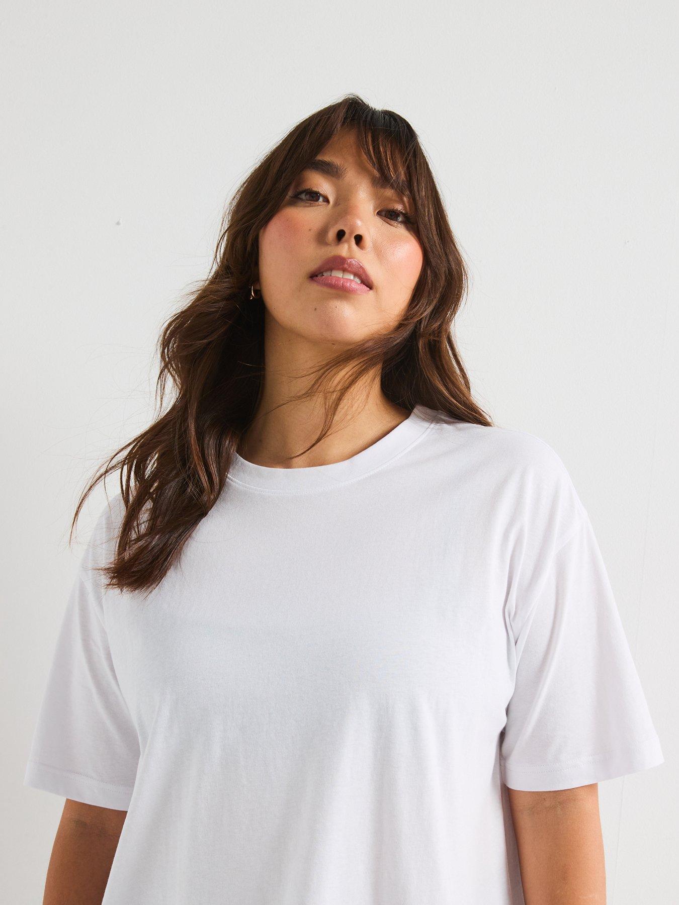  image of v-by-very-curve-oversize-longline-t-shirt-white