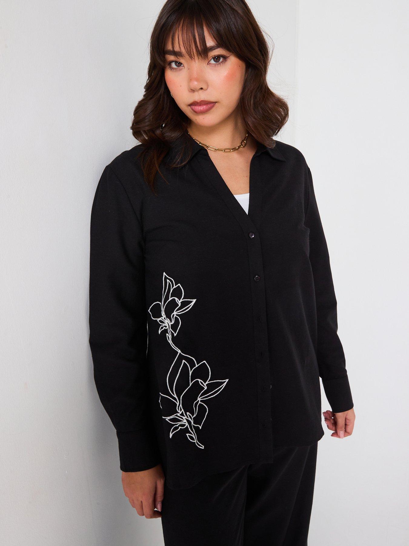 v-by-very-curve-placement-embroidered-longline-shirt-co-ord-black