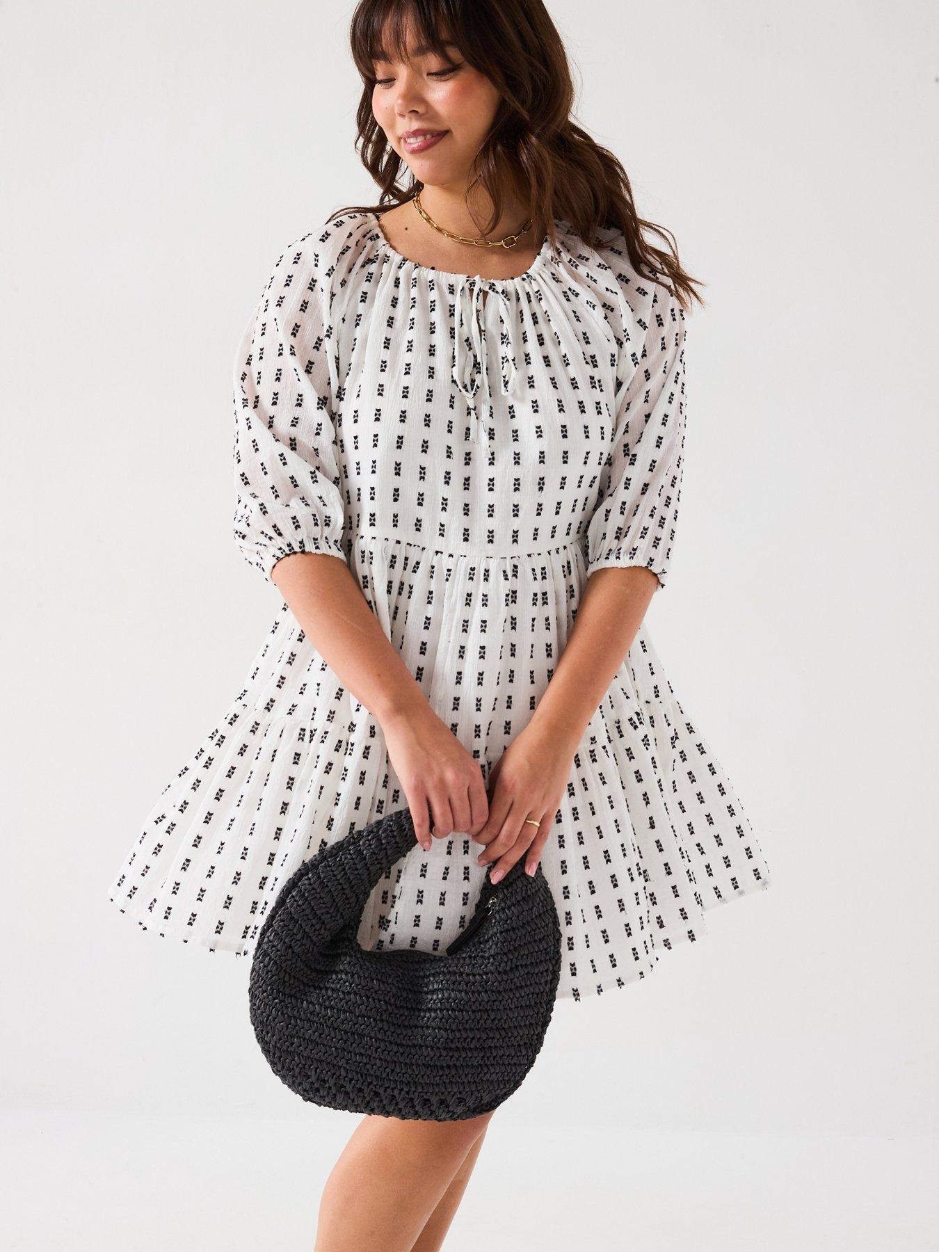v-by-very-curve-textured-cotton-smock-mini-dress-black