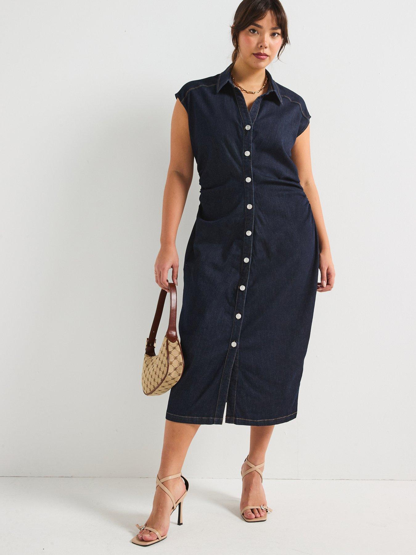 v-by-very-curve-denim-button-through-pencil-dress-indigo