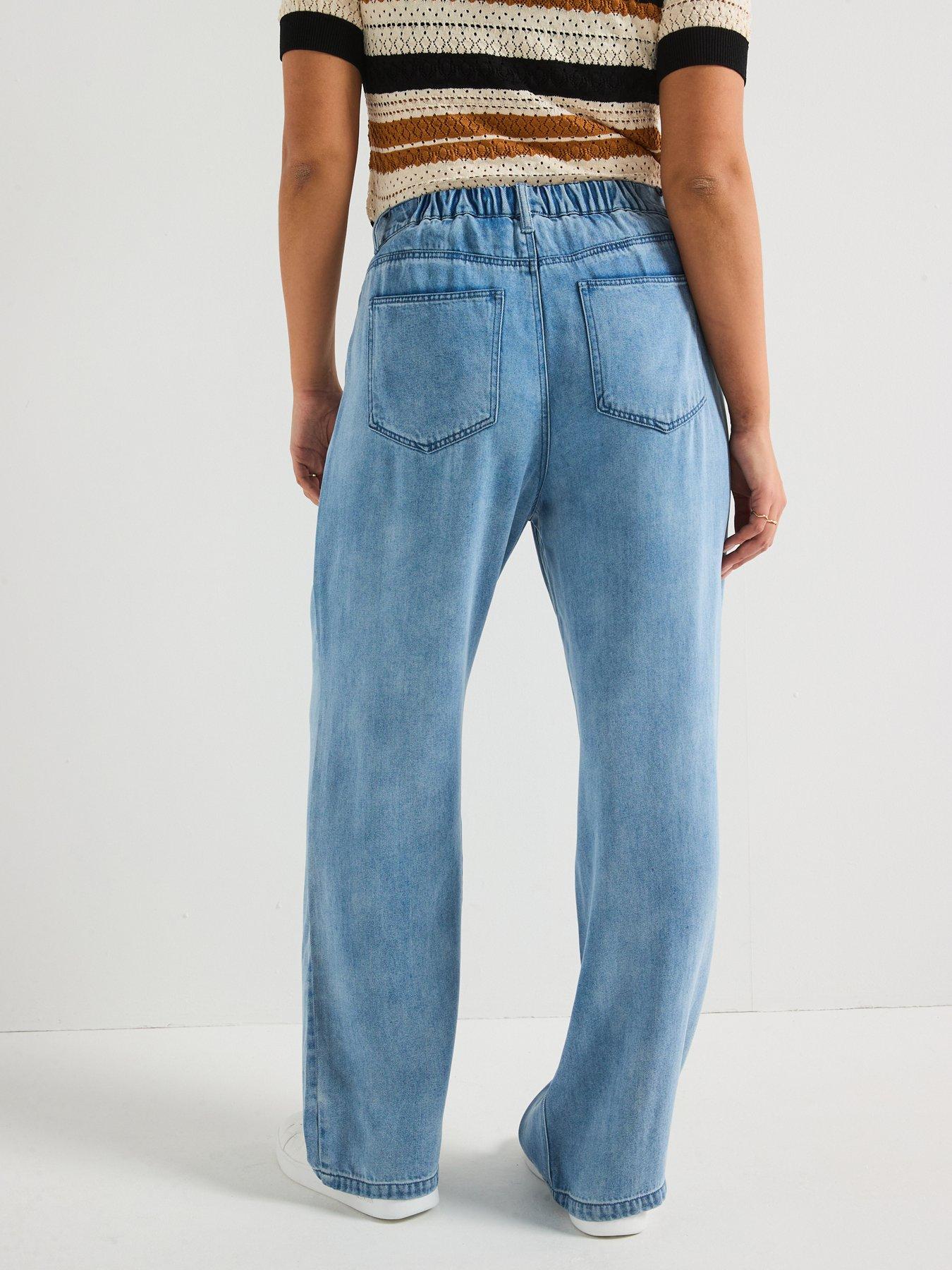  image of the-very-collection-curve-wide-leg-elasticated-waist-soft-touch-jean