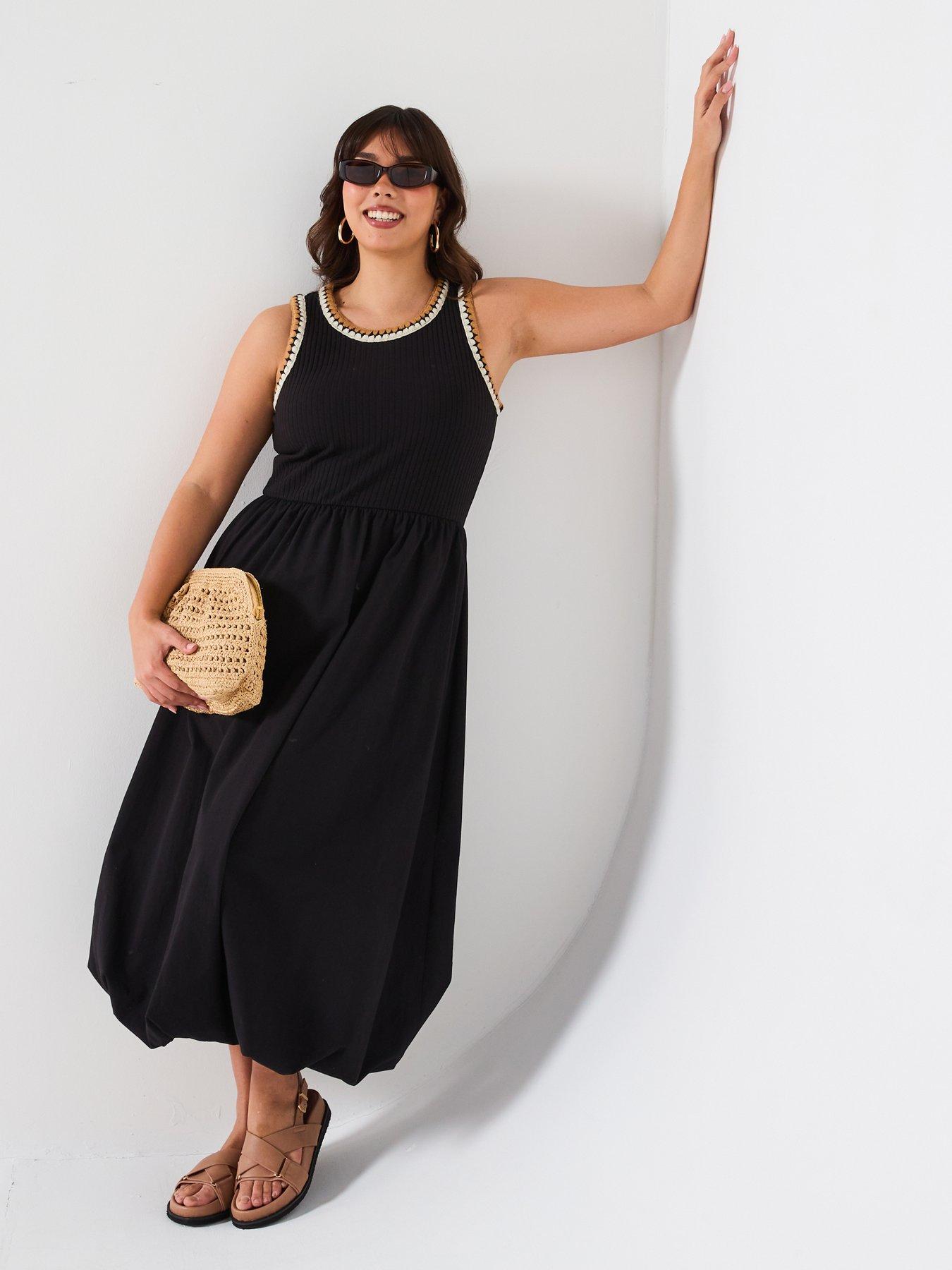  image of v-by-very-curve-puffball-hem-2-in-1-midi-dress