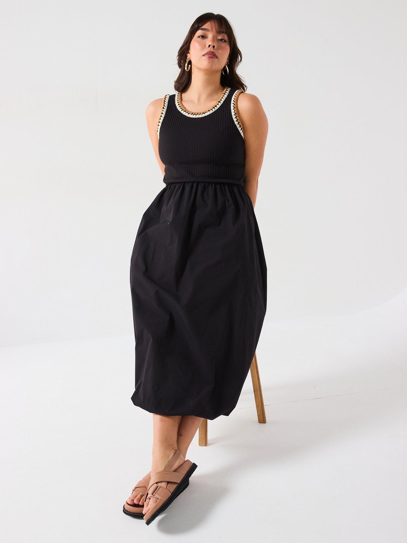 image of v-by-very-curve-puffball-hem-2-in-1-midi-dress