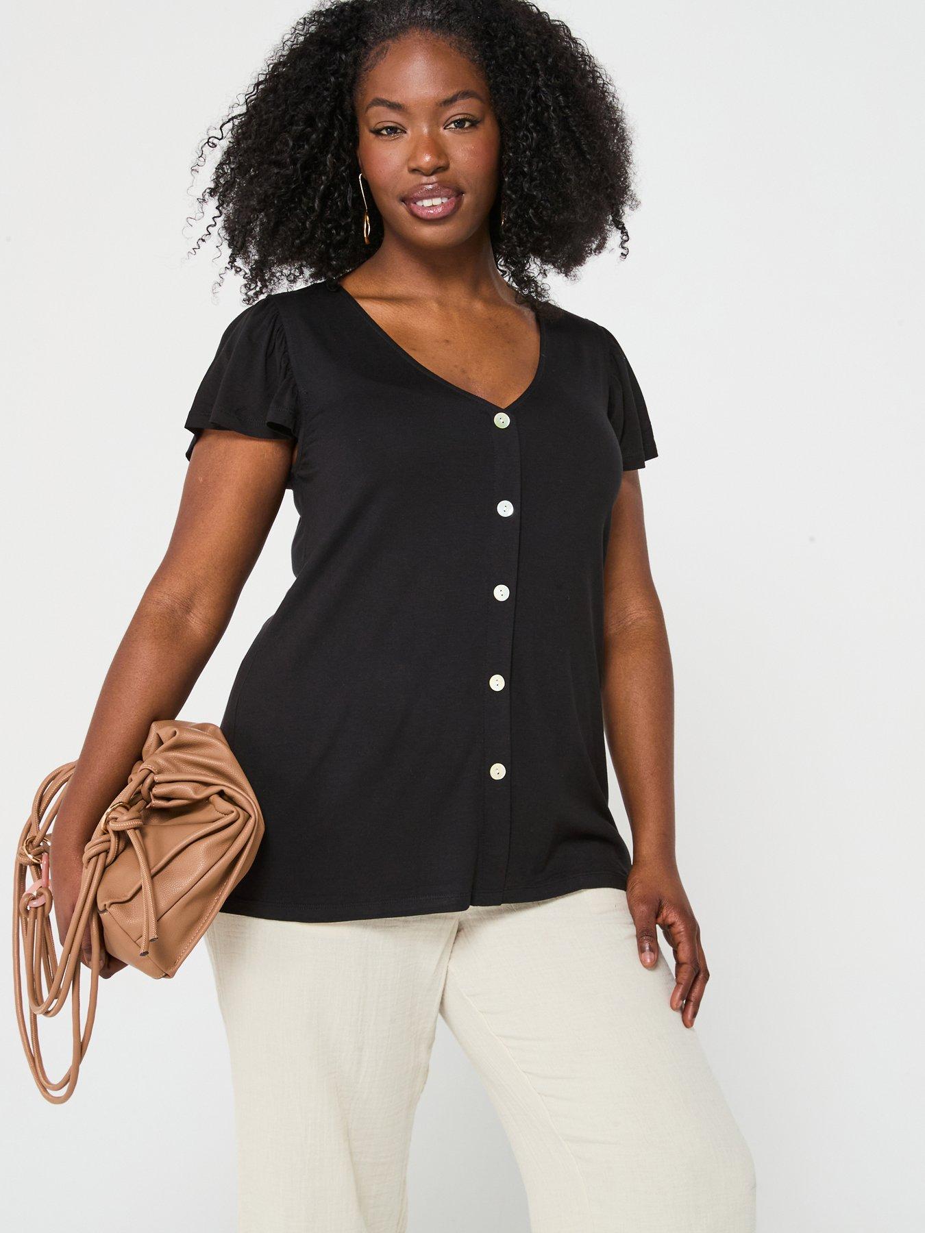 undefined V Neck Frill Sleeve Vest
