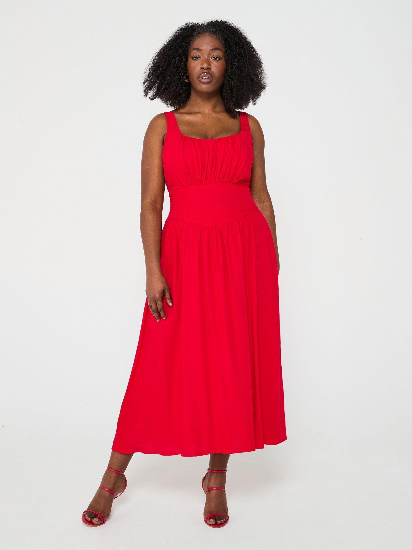 v-by-very-curve-shirred-back-waisted-midaxi-dress-red