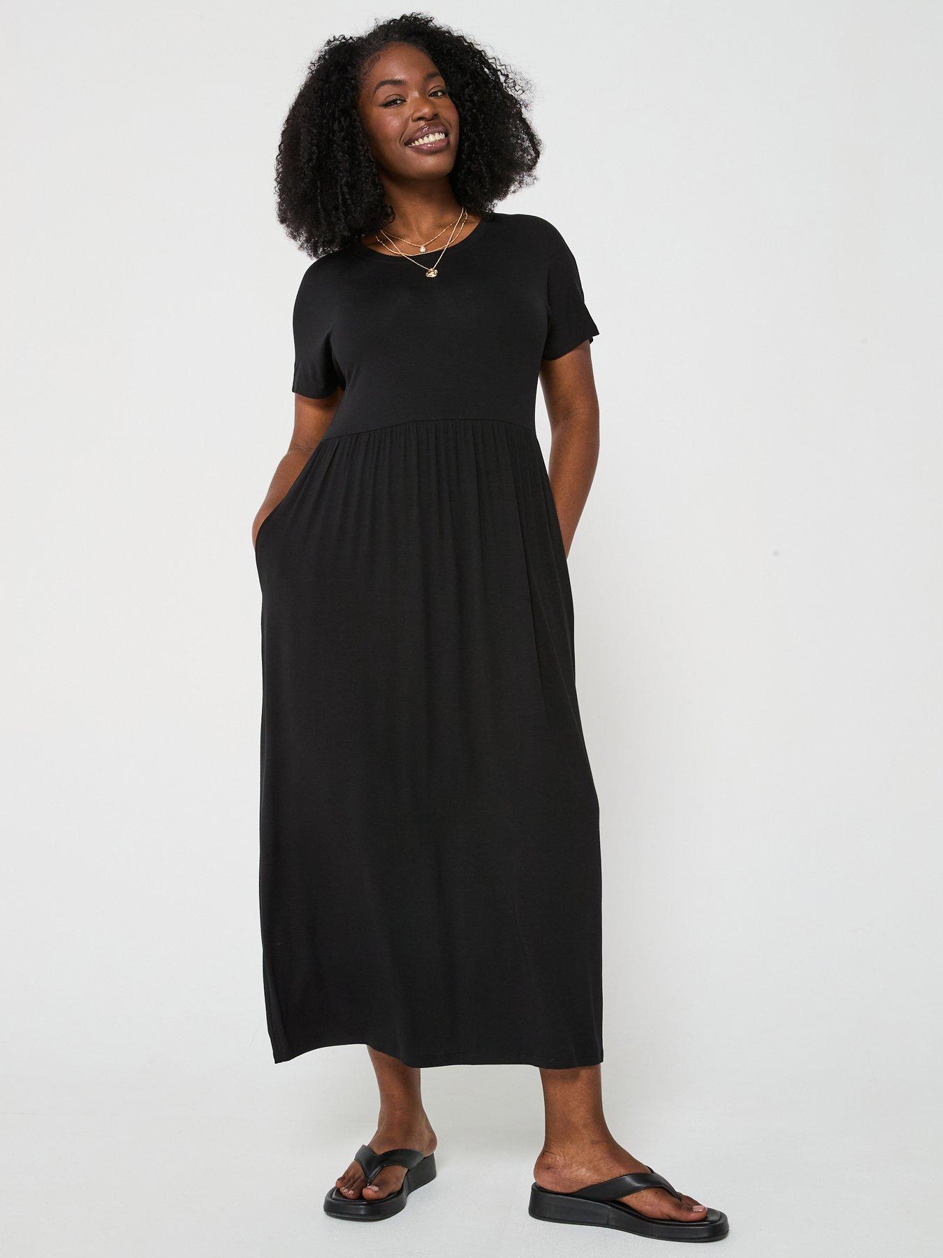 v-by-very-curve-short-sleeve-stretch-midaxi-dress-black