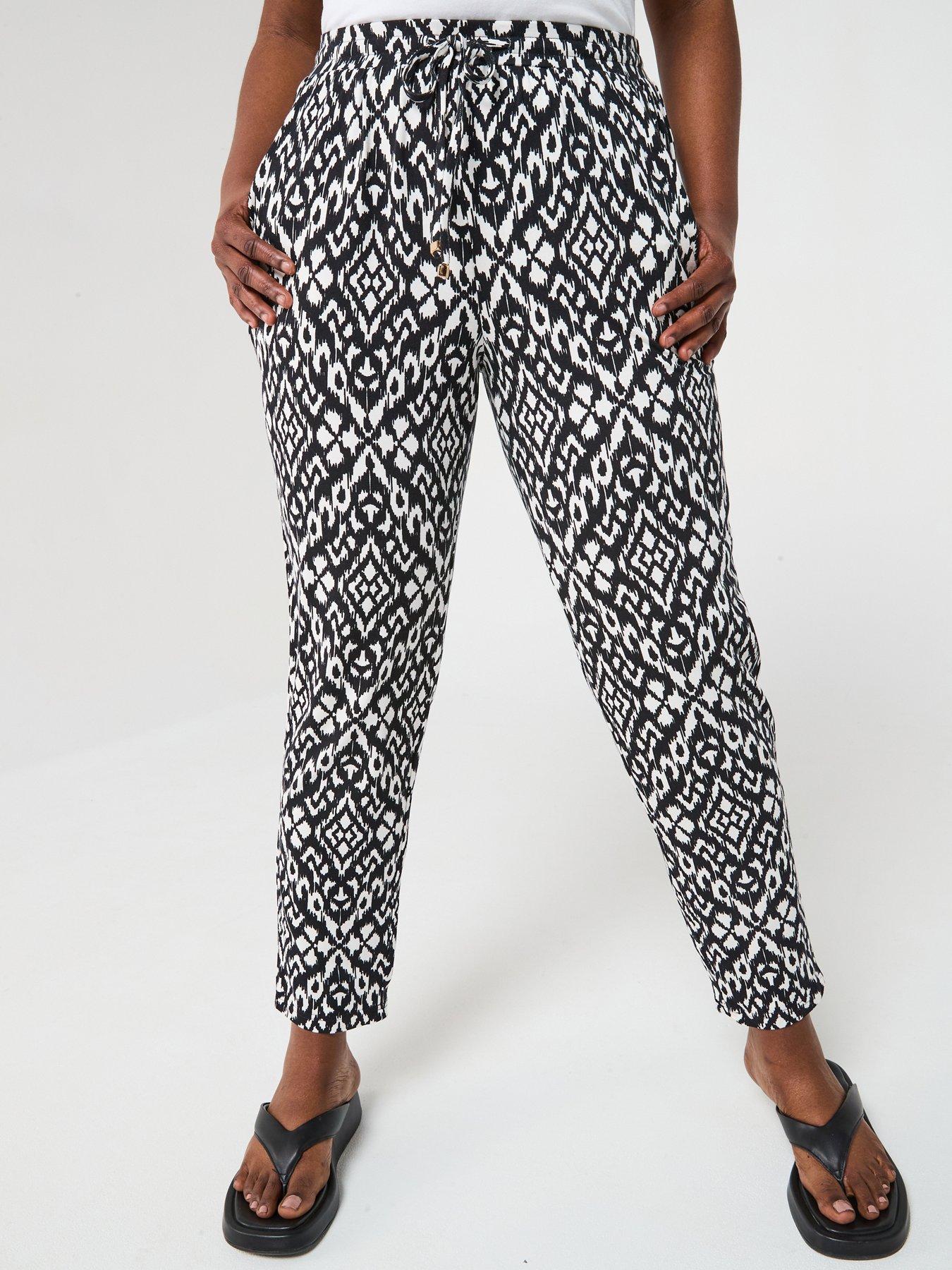  image of v-by-very-curve-jersey-tapered-leg-trouser-monochrome-print